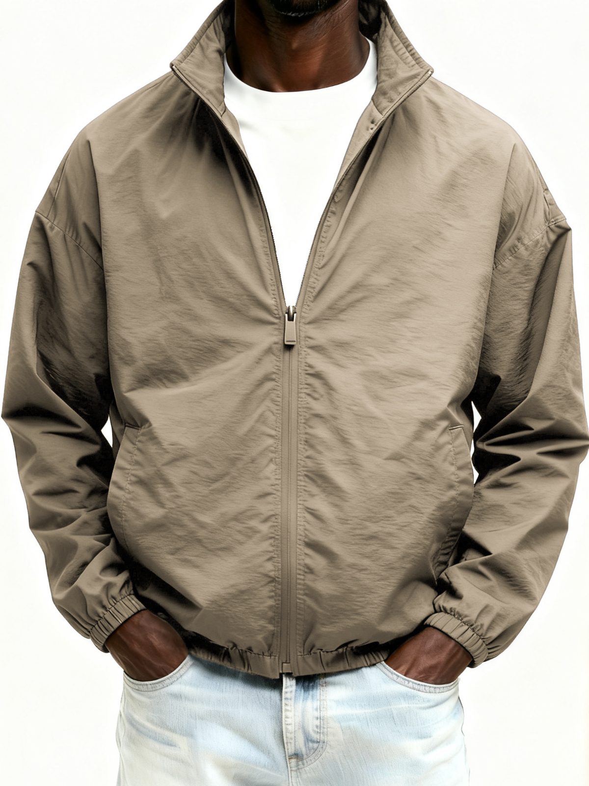 Outdoor-Jacke mit Reißverschluss, einfarbig-deurabatt