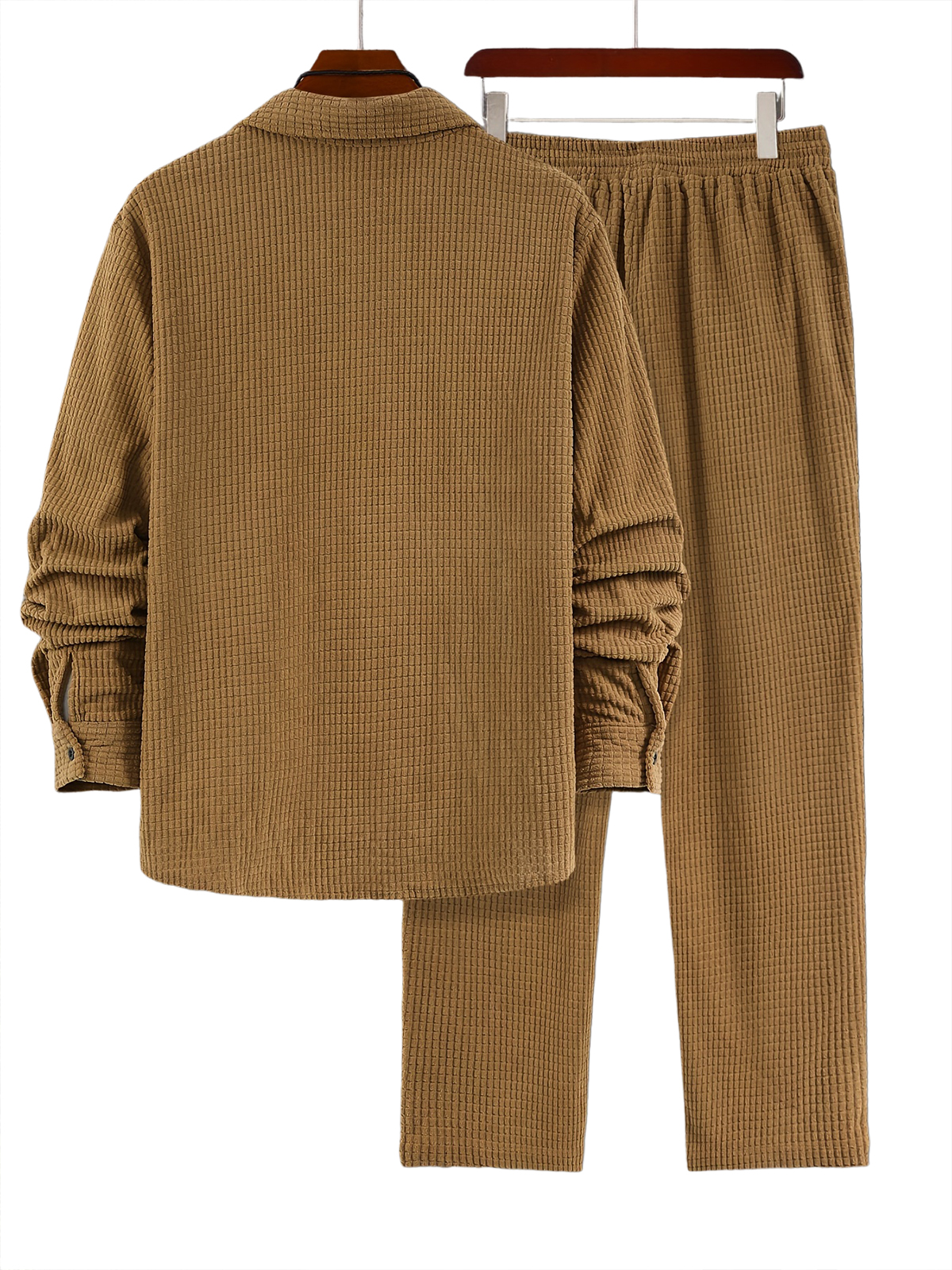 Herren Retro Corduroy Langarmhemd und Hose Set OOTD-deurabatt
