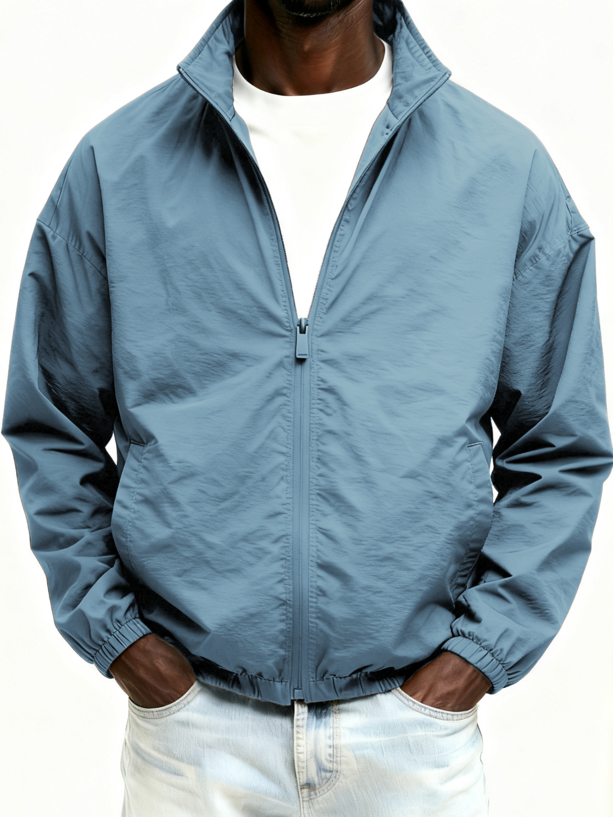 Outdoor-Jacke mit Reißverschluss, einfarbig-deurabatt
