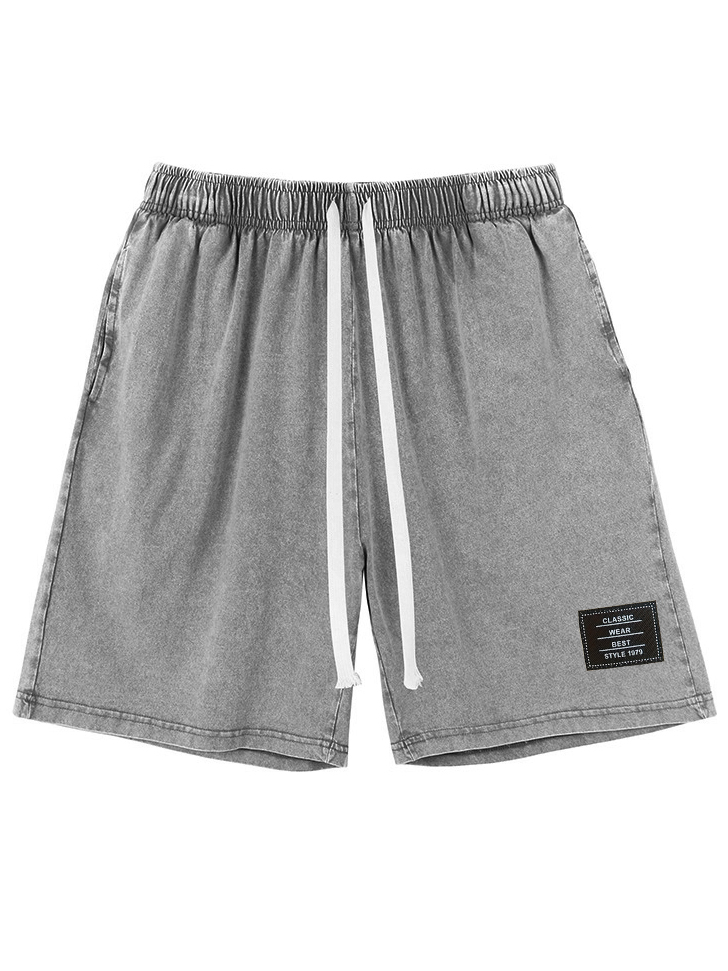 Herren Vintage gewaschene, distressed Baumwolle bestickte Logo Mehrfachtaschen Shorts-ZierMode