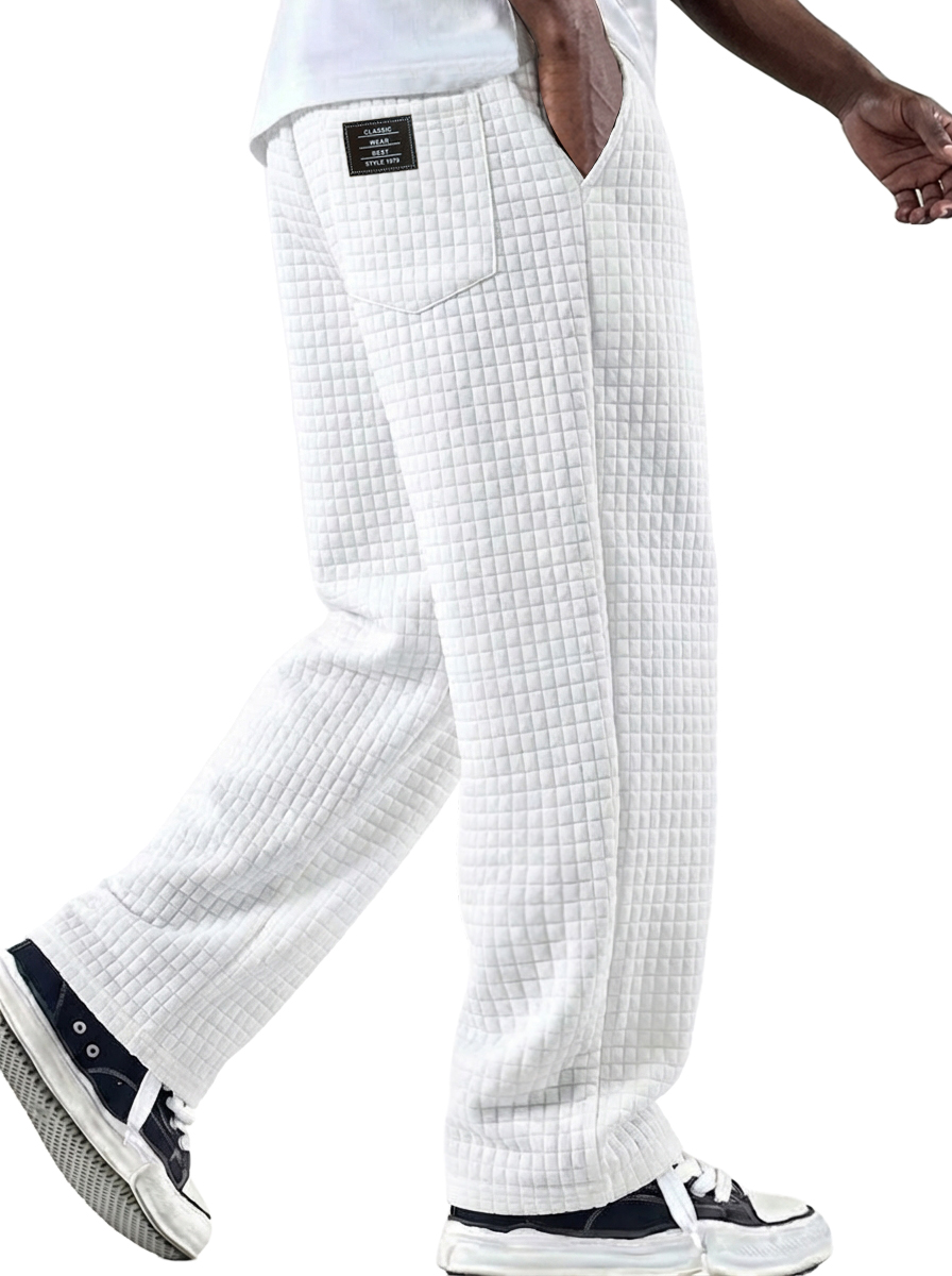 Herren Vintage Waffelstrickstoff Logo Mehrfachtaschen Strickhose-deurabatt
