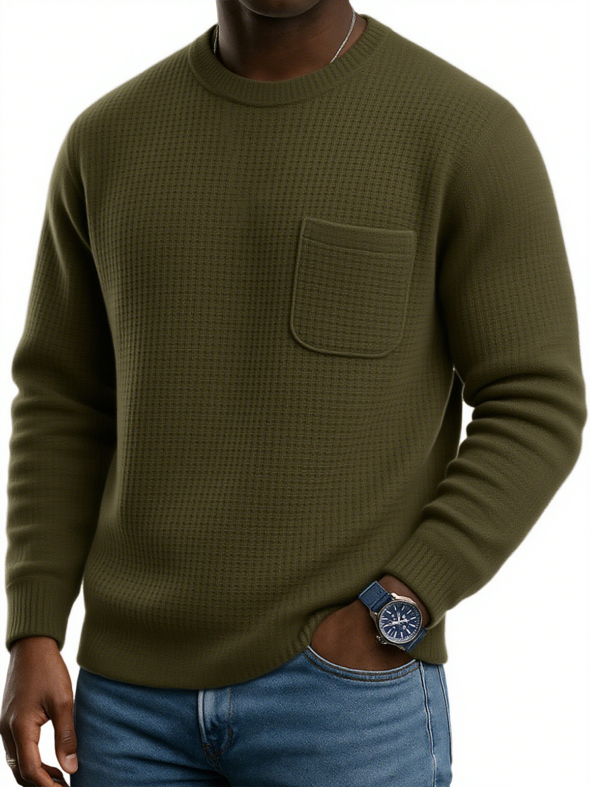 Stylisches Herren-Sweatshirt mit Waffelstruktur und Tasche-deurabatt