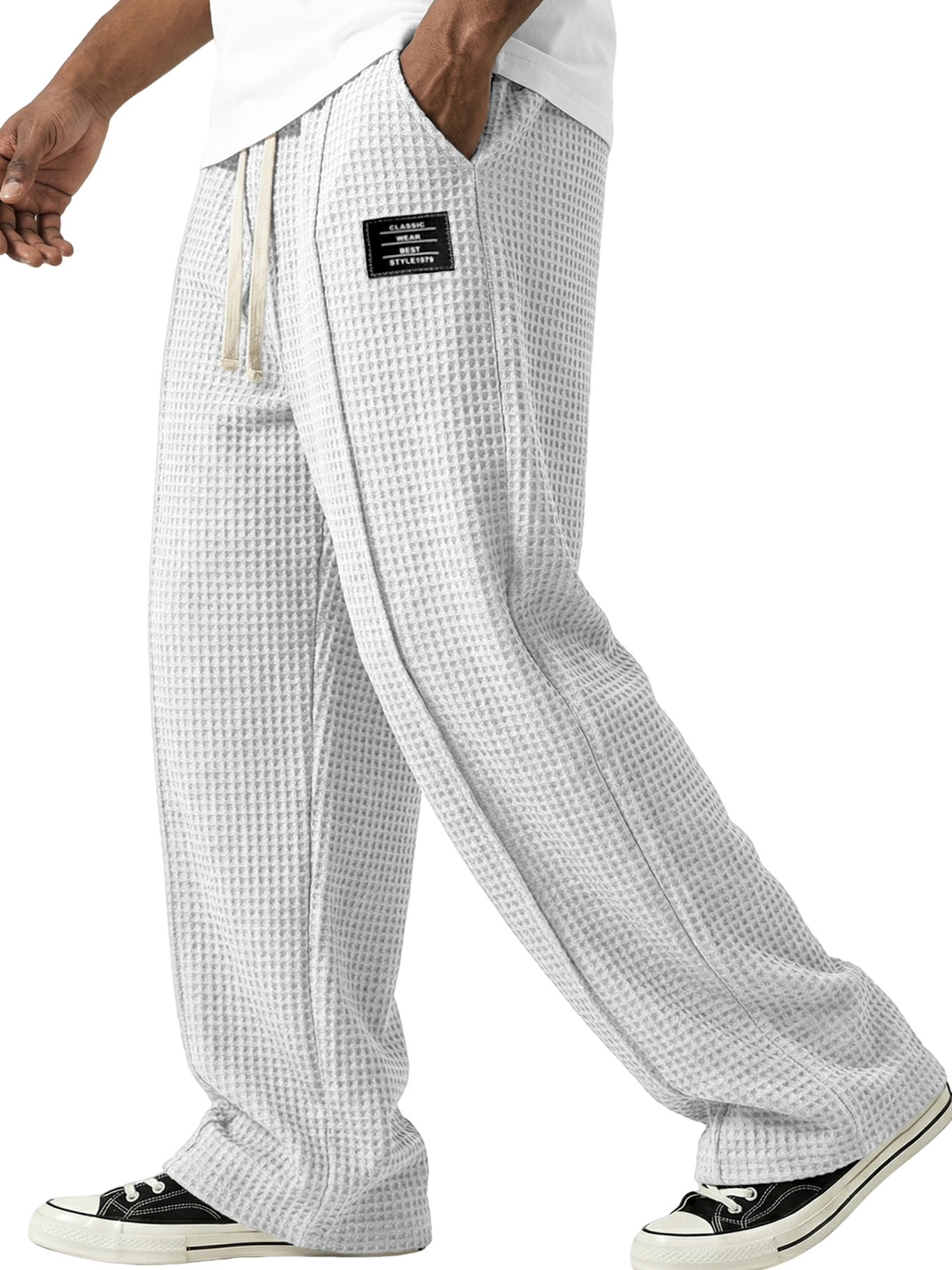 Waffelstrukturierte Minimalistische Schnür-gestickte Hose-deurabatt