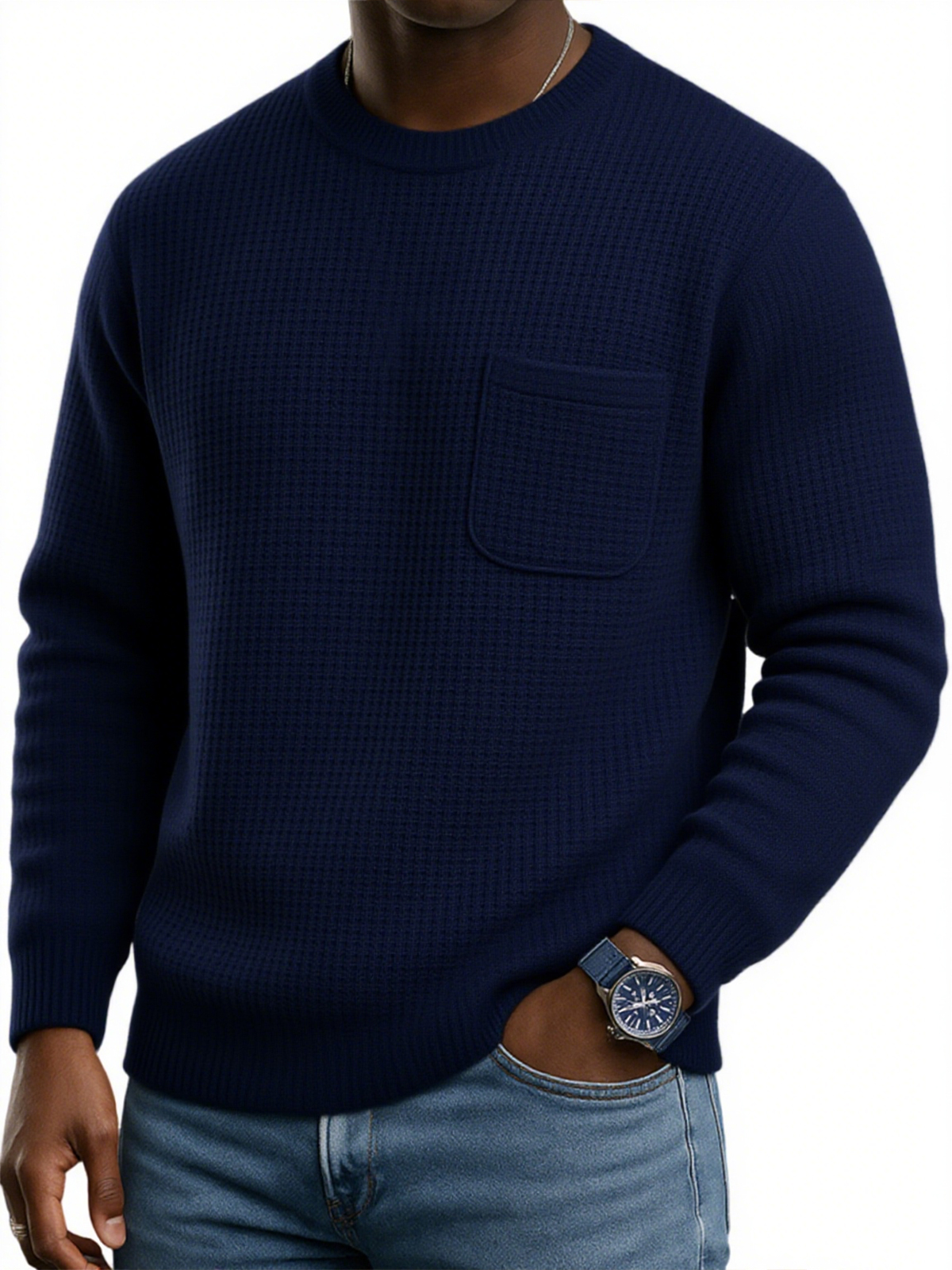 Stylisches Herren-Sweatshirt mit Waffelstruktur und Tasche-deurabatt
