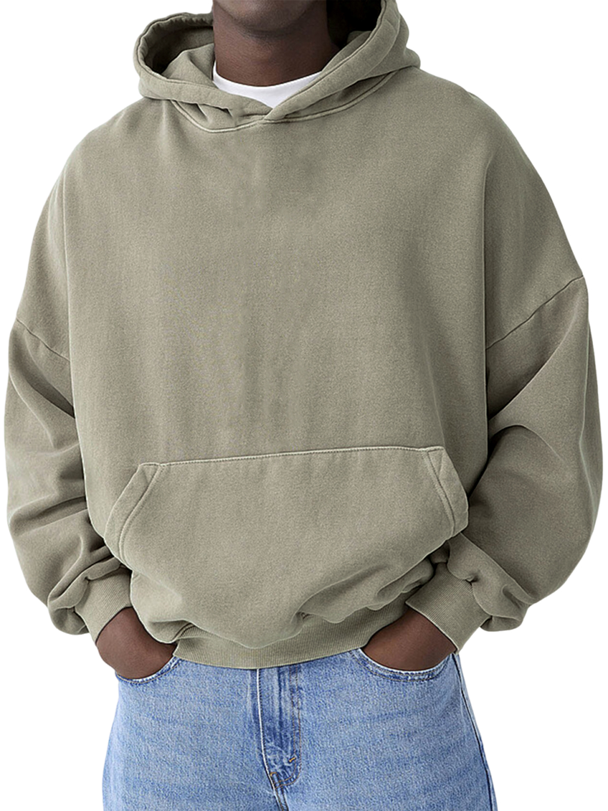Herren Schwergewicht Basic Freizeit Pullover Kapuzen-Sweatshirt-deurabatt