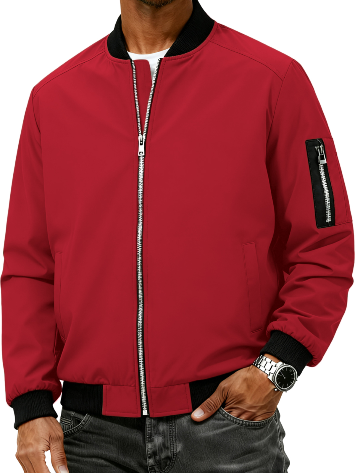 Herren Stehkragen Cardigan Reißverschluss Modejacke-deurabatt
