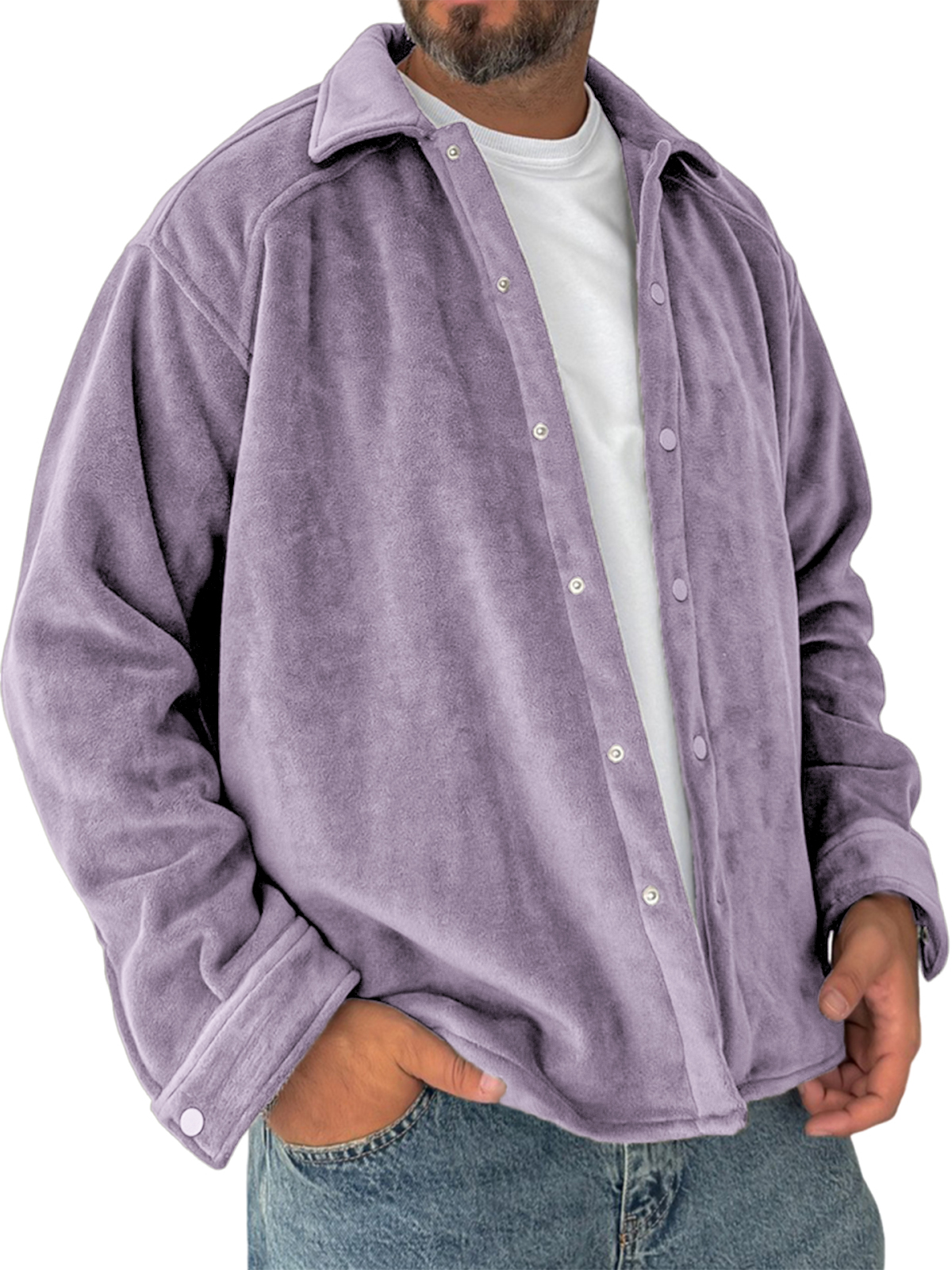 Herren Vintage Fleece Jacke Warme Freizeit Cardigan Hemd-deurabatt