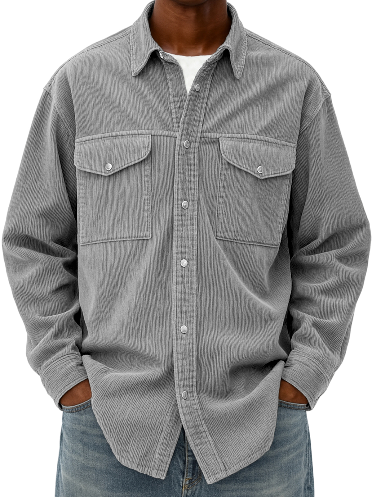 Cordhemd für Herren, Arbeitsjacke mit mehreren Taschen-deurabatt
