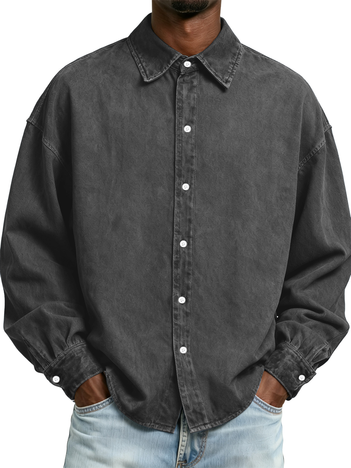 Herren-Langarmhemd im Retro-Look mit Used-Effekt-deurabatt