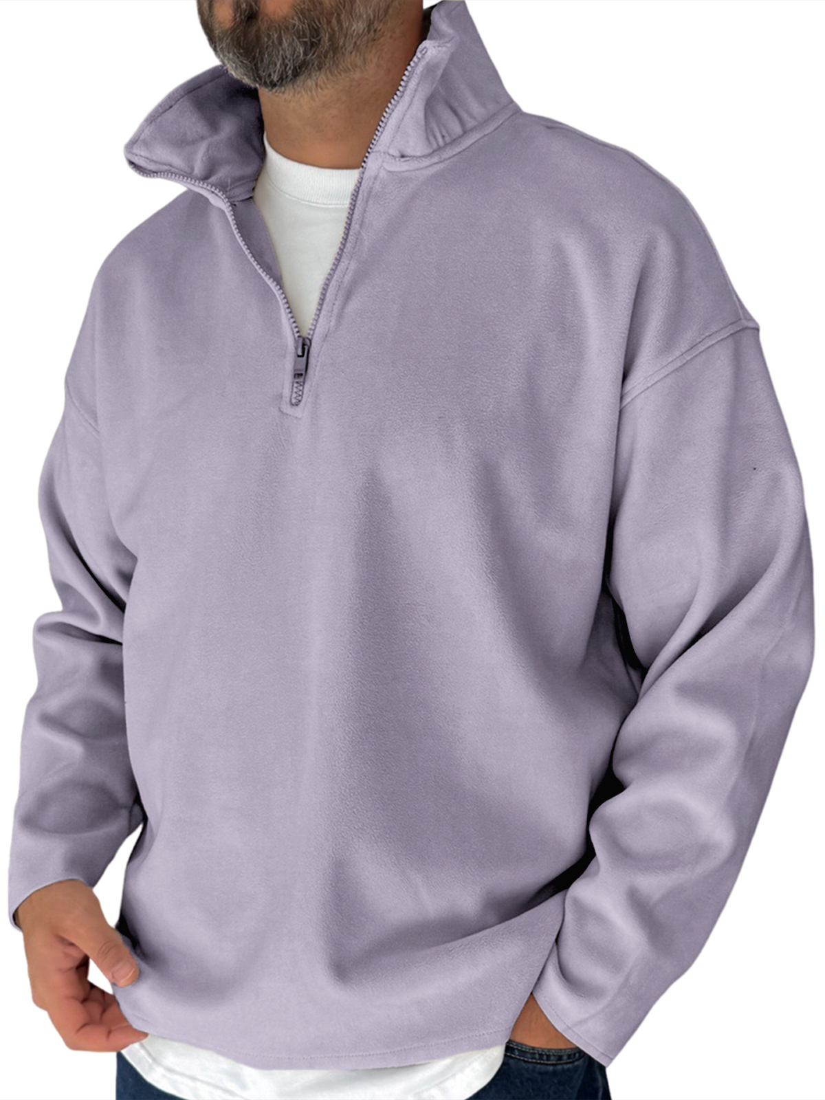 Herren Einfaches Fleece Halbzip Basis Pullover Sweatshirt-deurabatt