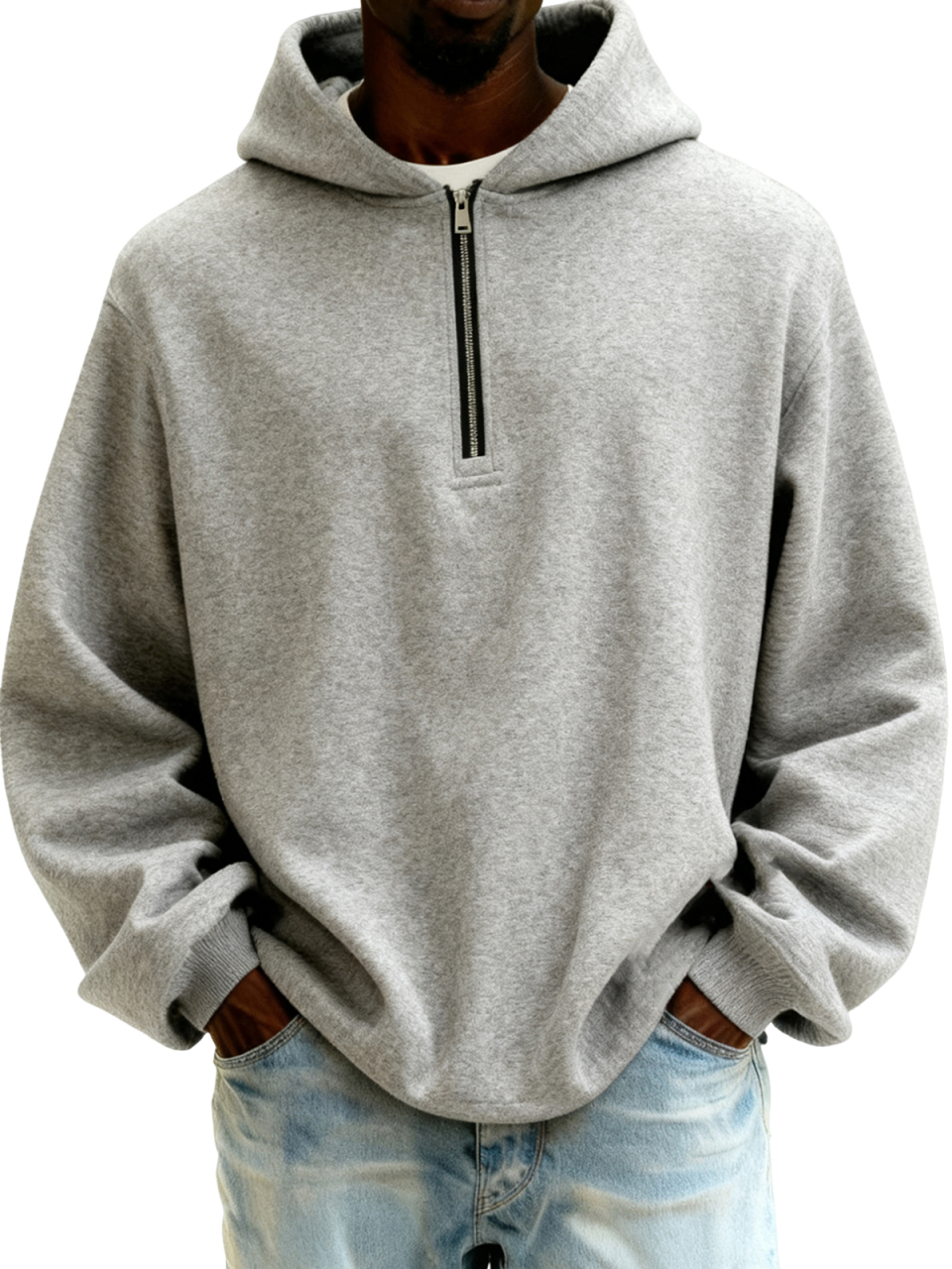 Herren-Kapuzenpullover mit halbem Reißverschluss-deurabatt