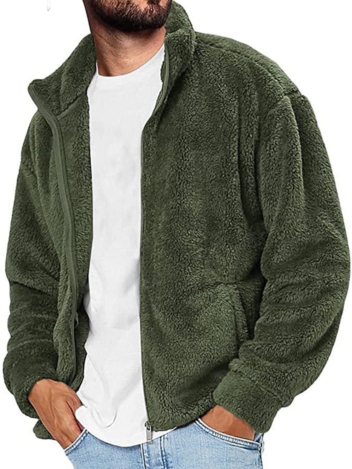 Herren-Polarfleecejacke in Unifarbe-deurabatt