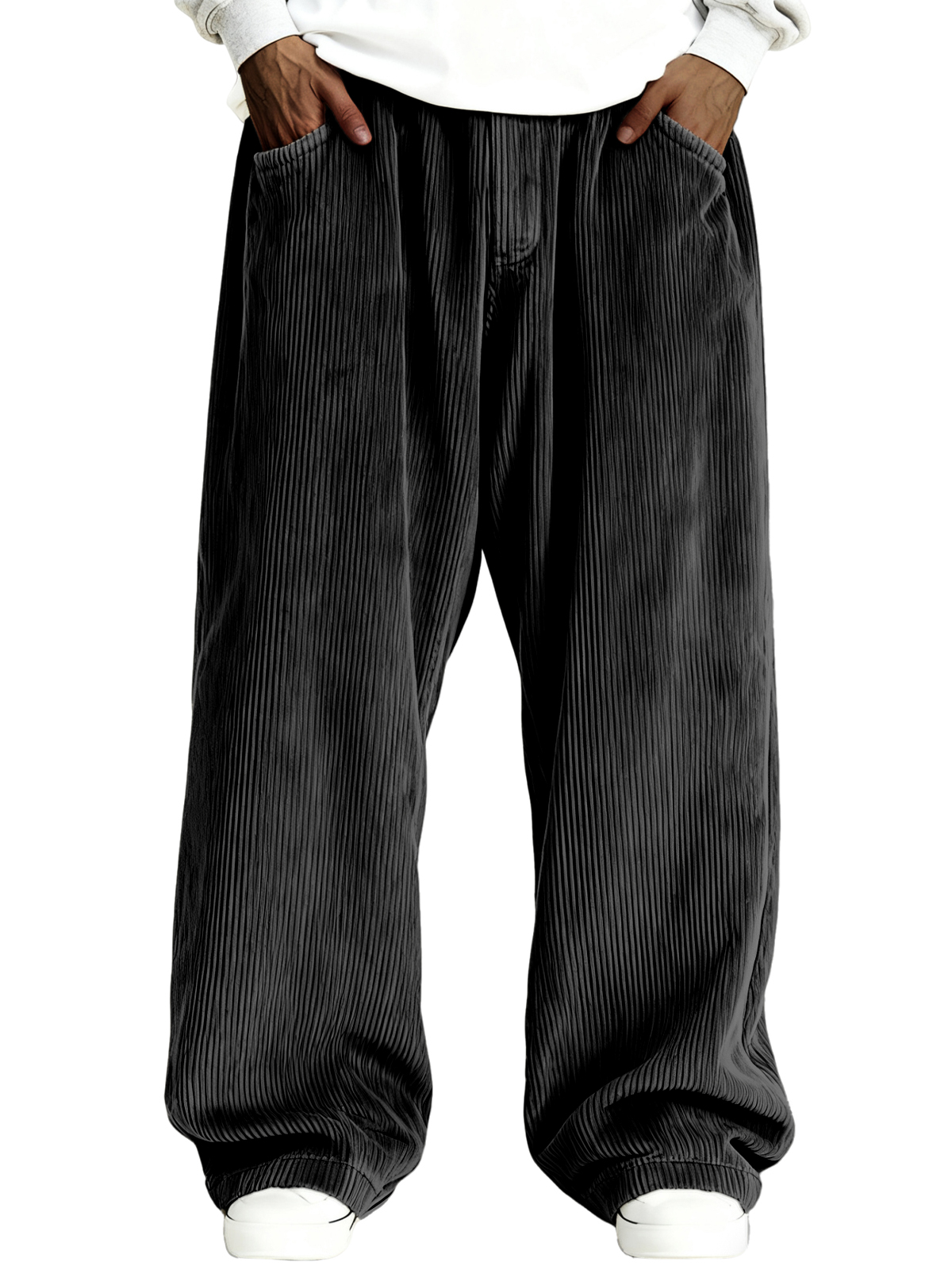 Herren einfache gerippte stilvolle Corduroy Freizeit-Hosen-deurabatt