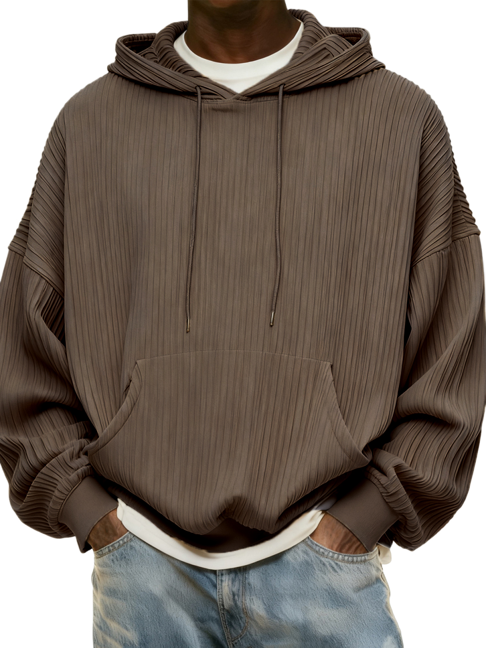 Schlichter Herren-Kapuzenpullover mit Rippstrick für jeden Tag-deurabatt