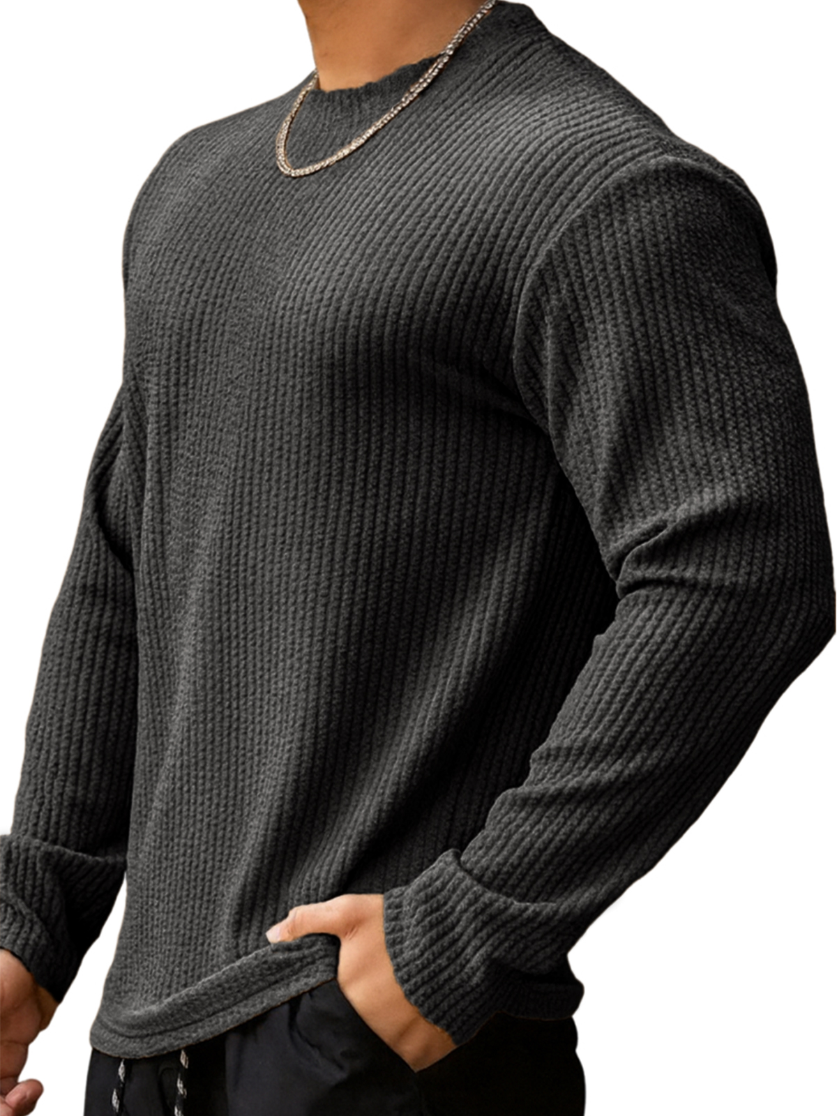 Herren-Fitness-Langarmshirt aus Jacquard-deurabatt