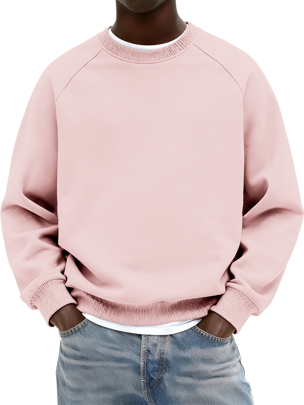Basic Alltags-Sweatshirt mit Raglan-Ausschnitt und Rundhalsausschnitt-deurabatt
