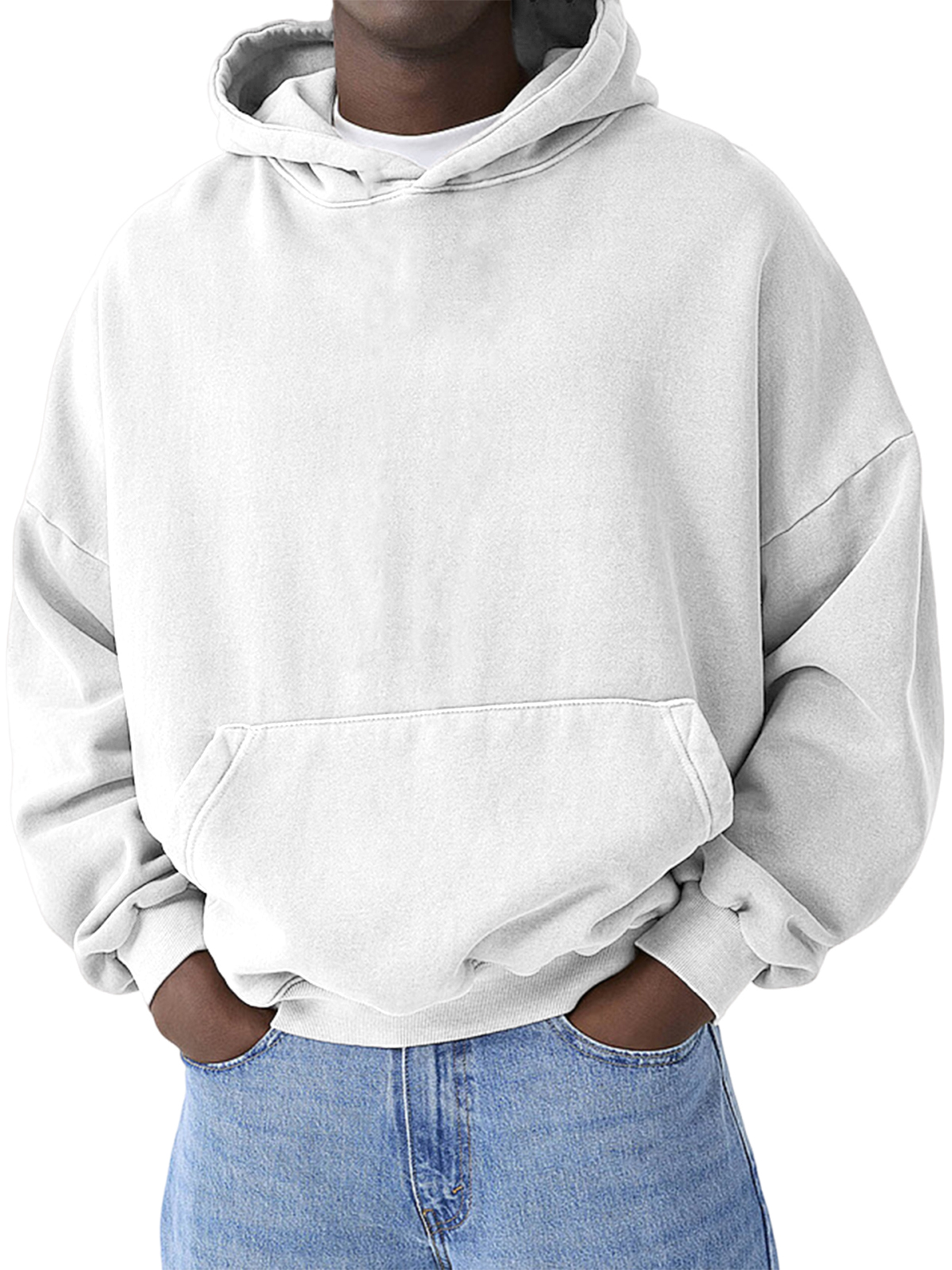 Herren Schwergewicht Basic Freizeit Pullover Kapuzen-Sweatshirt-deurabatt
