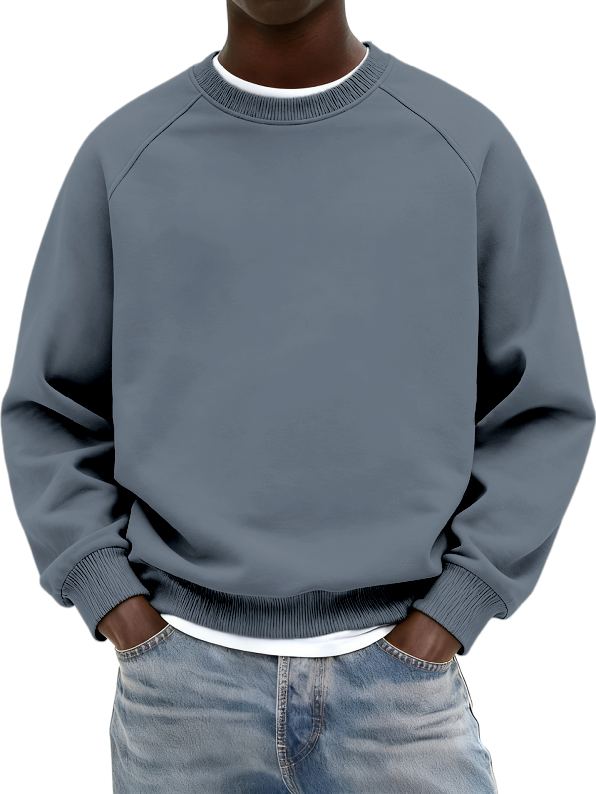 Basic Alltags-Sweatshirt mit Raglan-Ausschnitt und Rundhalsausschnitt-deurabatt