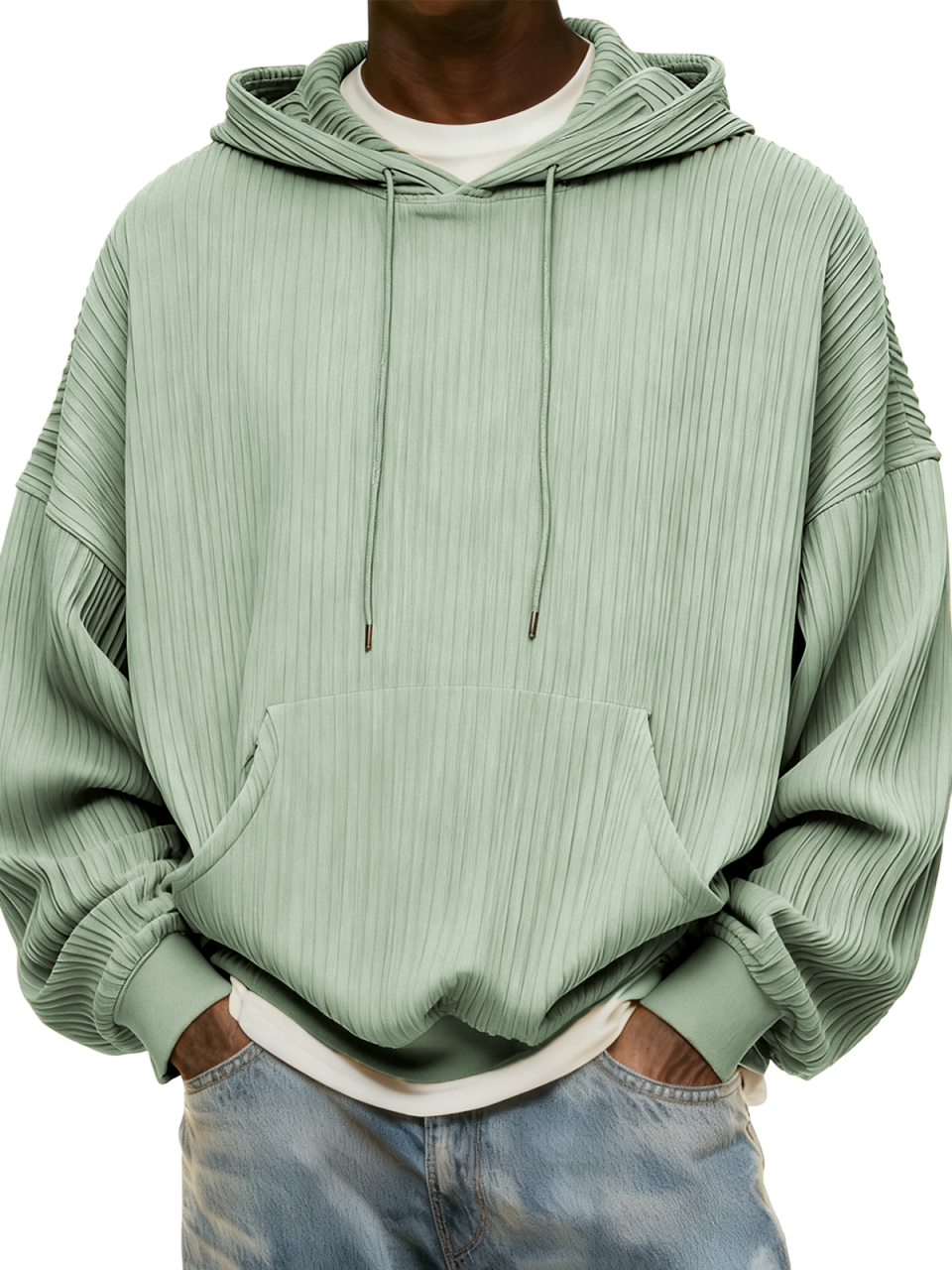Schlichter Herren-Kapuzenpullover mit Rippstrick für jeden Tag-deurabatt