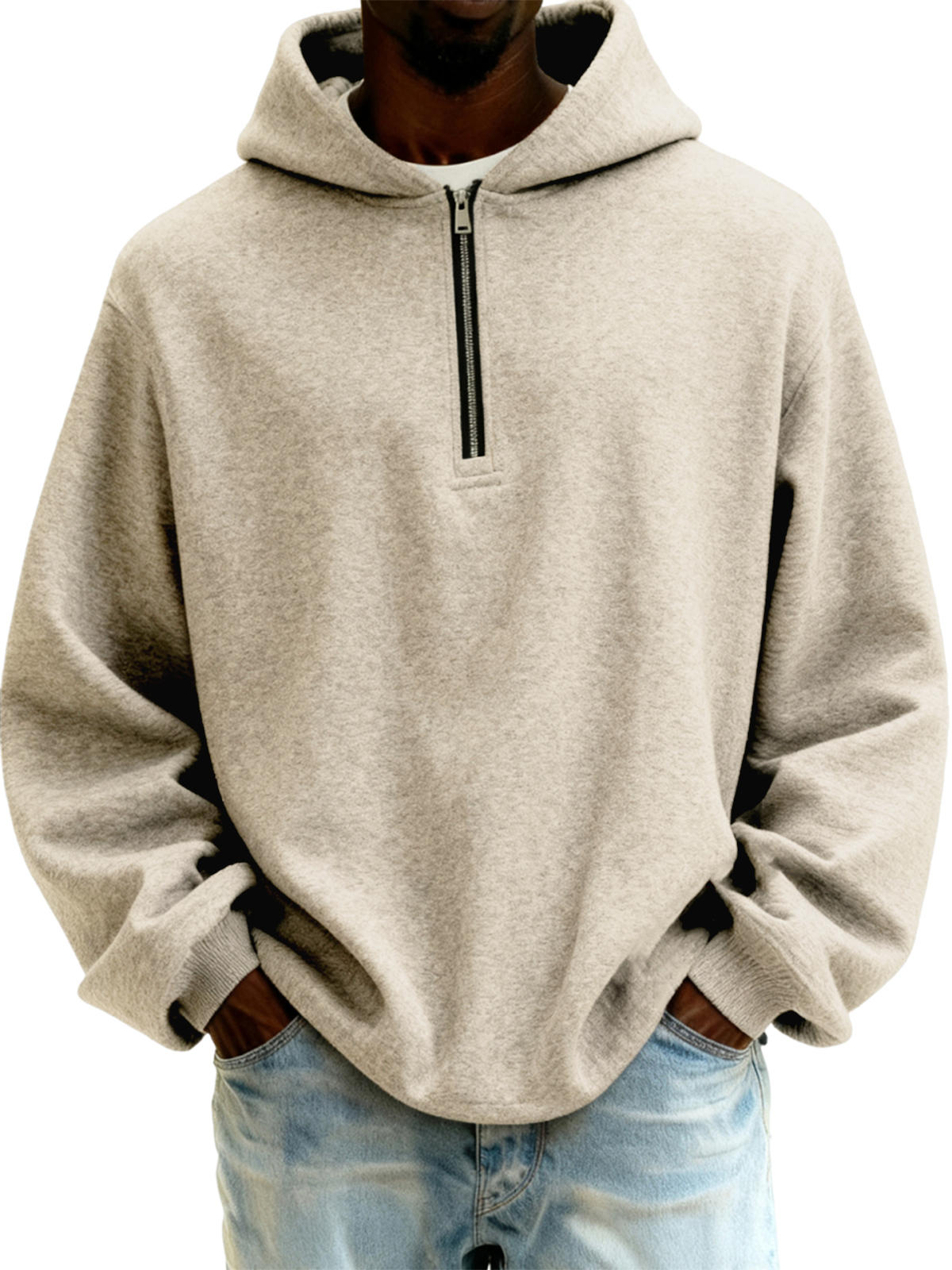 Herren-Kapuzenpullover mit halbem Reißverschluss-deurabatt