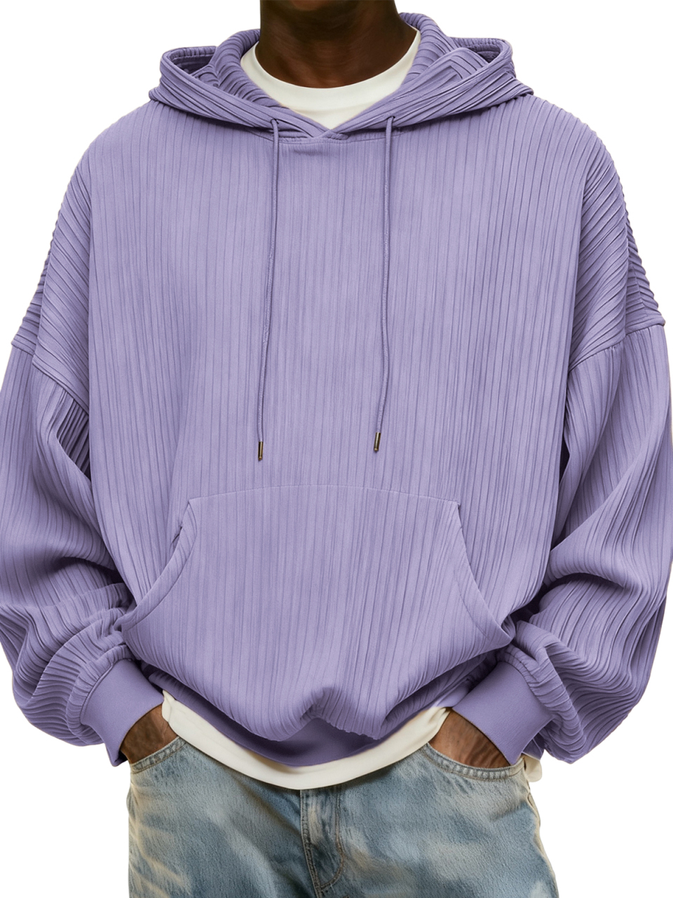 Schlichter Herren-Kapuzenpullover mit Rippstrick für jeden Tag-deurabatt