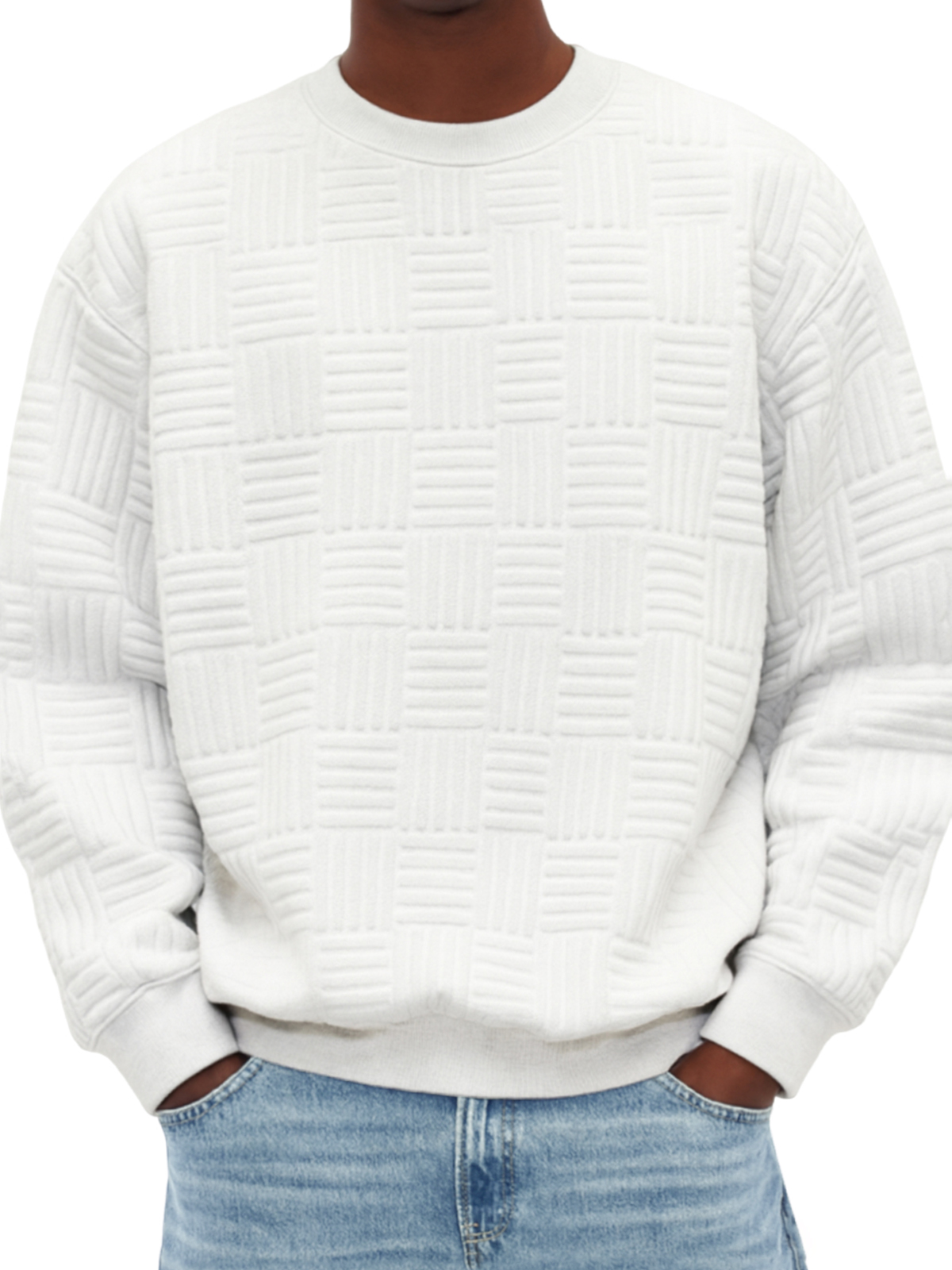 Stilvolles Herren-Sweatshirt mit Jacquard-Struktur-deurabatt