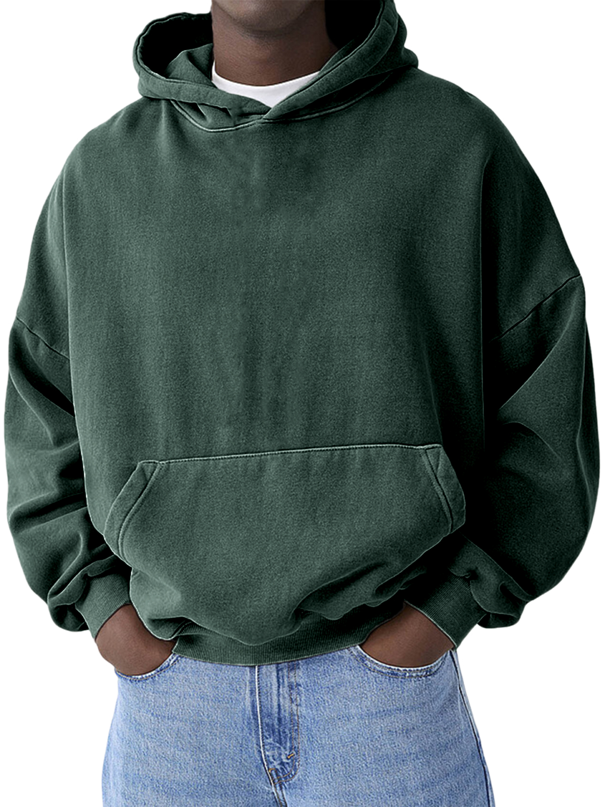 Herren Schwergewicht Basic Freizeit Pullover Kapuzen-Sweatshirt-deurabatt
