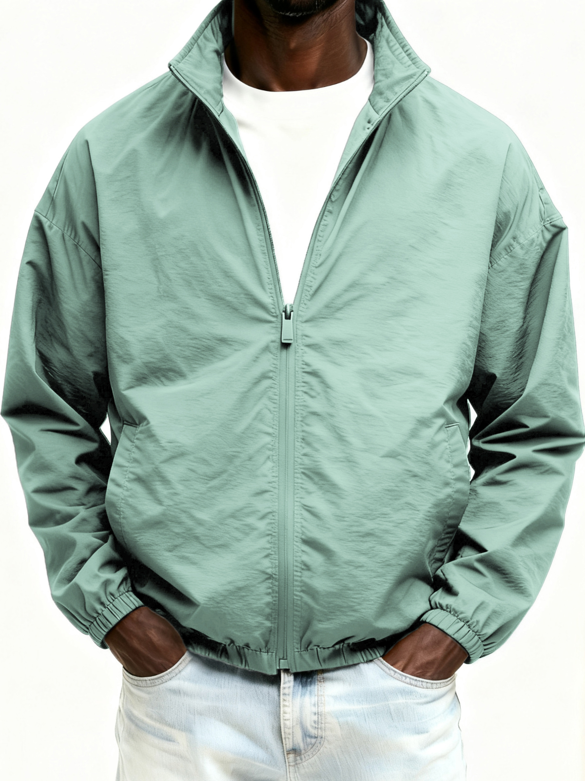 Outdoor-Jacke mit Reißverschluss, einfarbig-deurabatt