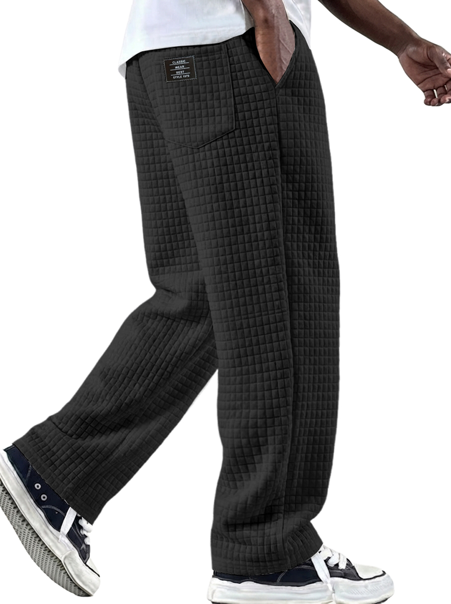 Herren Vintage Waffelstrickstoff Logo Mehrfachtaschen Strickhose-deurabatt