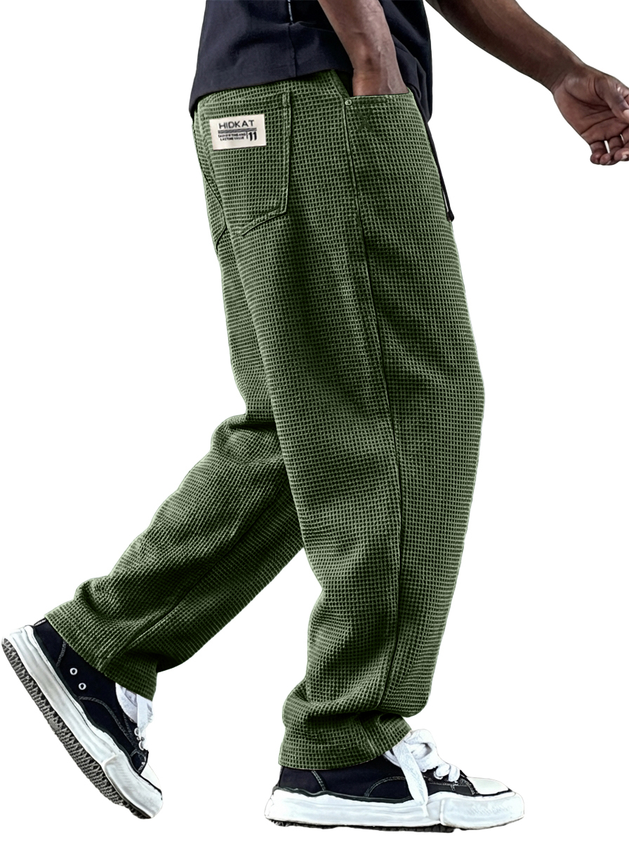 Herren Vintage Freizeit Multi-Taschen Waffelstoff Hose-deurabatt