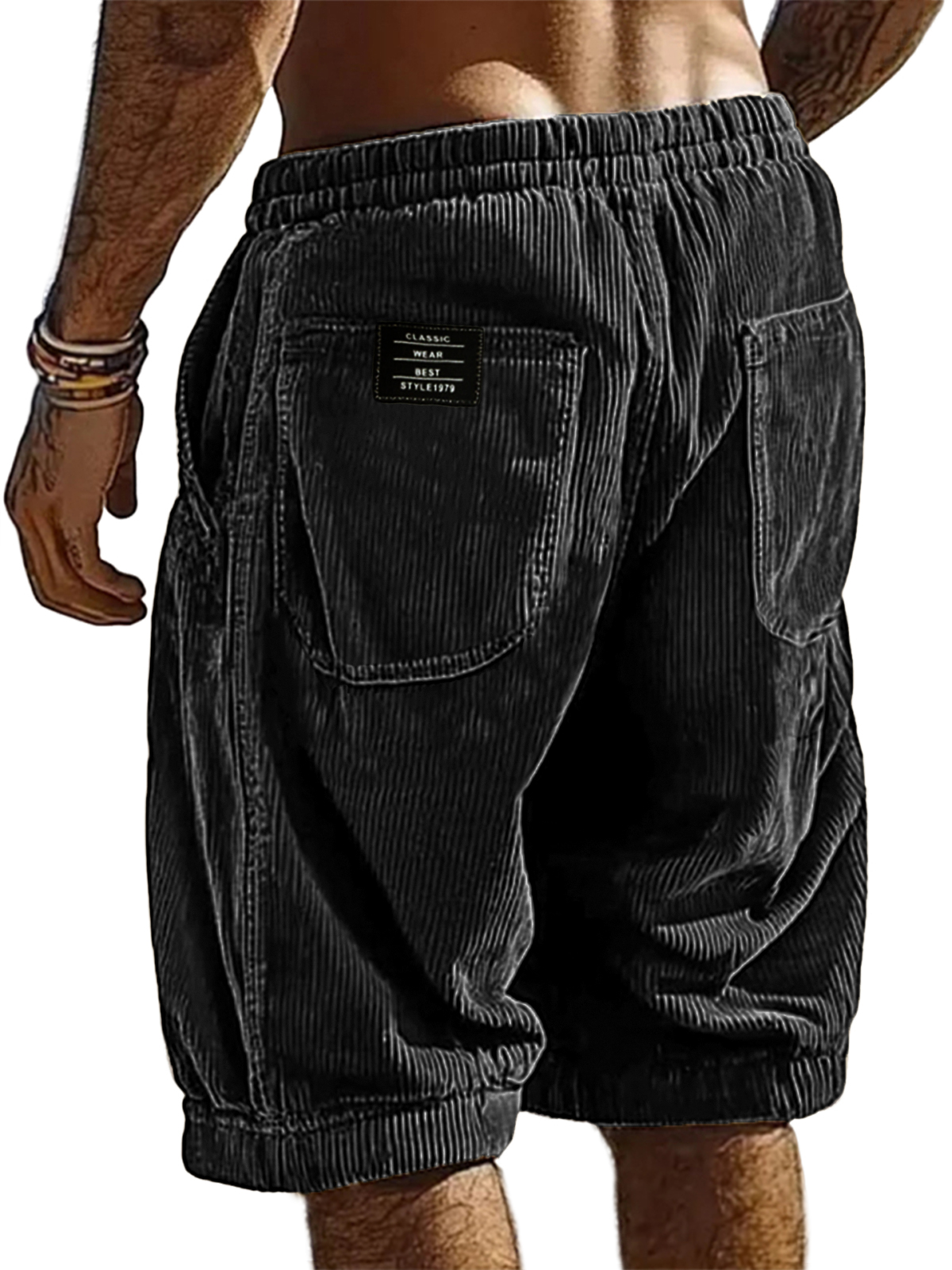 Herren Resort Stilvolle Corduroy Mehrfachtaschen Klassische Bestickte Etiketten Shorts-ZierMode