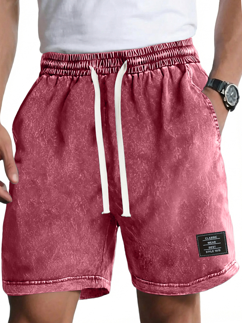 Herren Vintage gewaschene, distressed Baumwolle bestickte Logo Mehrfachtaschen Shorts-ZierMode