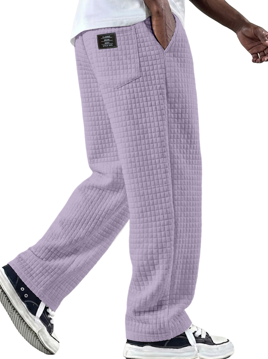 Herren Vintage Waffelstrickstoff Logo Mehrfachtaschen Strickhose-deurabatt