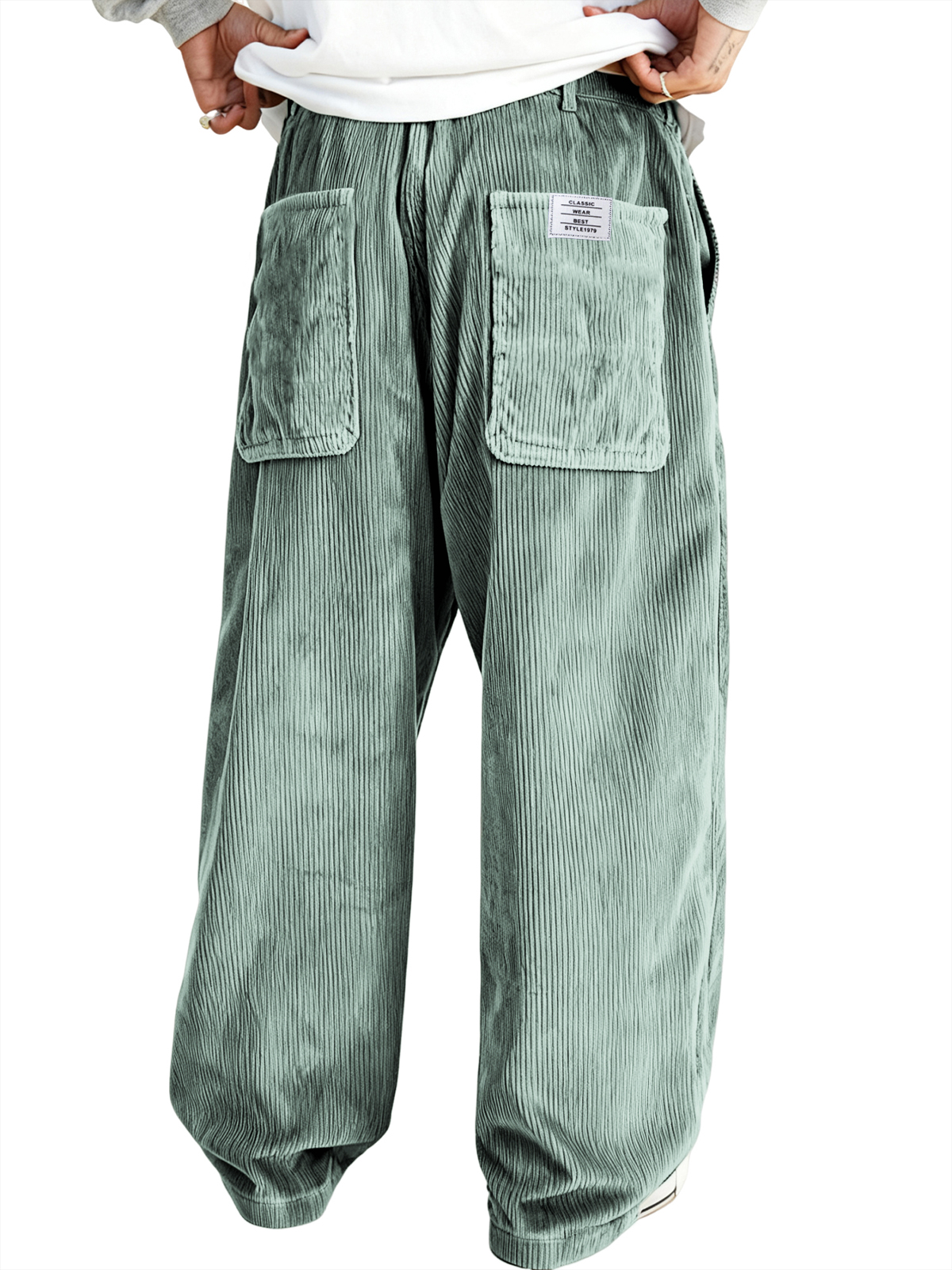 Herren Mehrfachtaschen Stilvolle Cord-Ripp Casual-Hosen mit besticktem Etikett-deurabatt