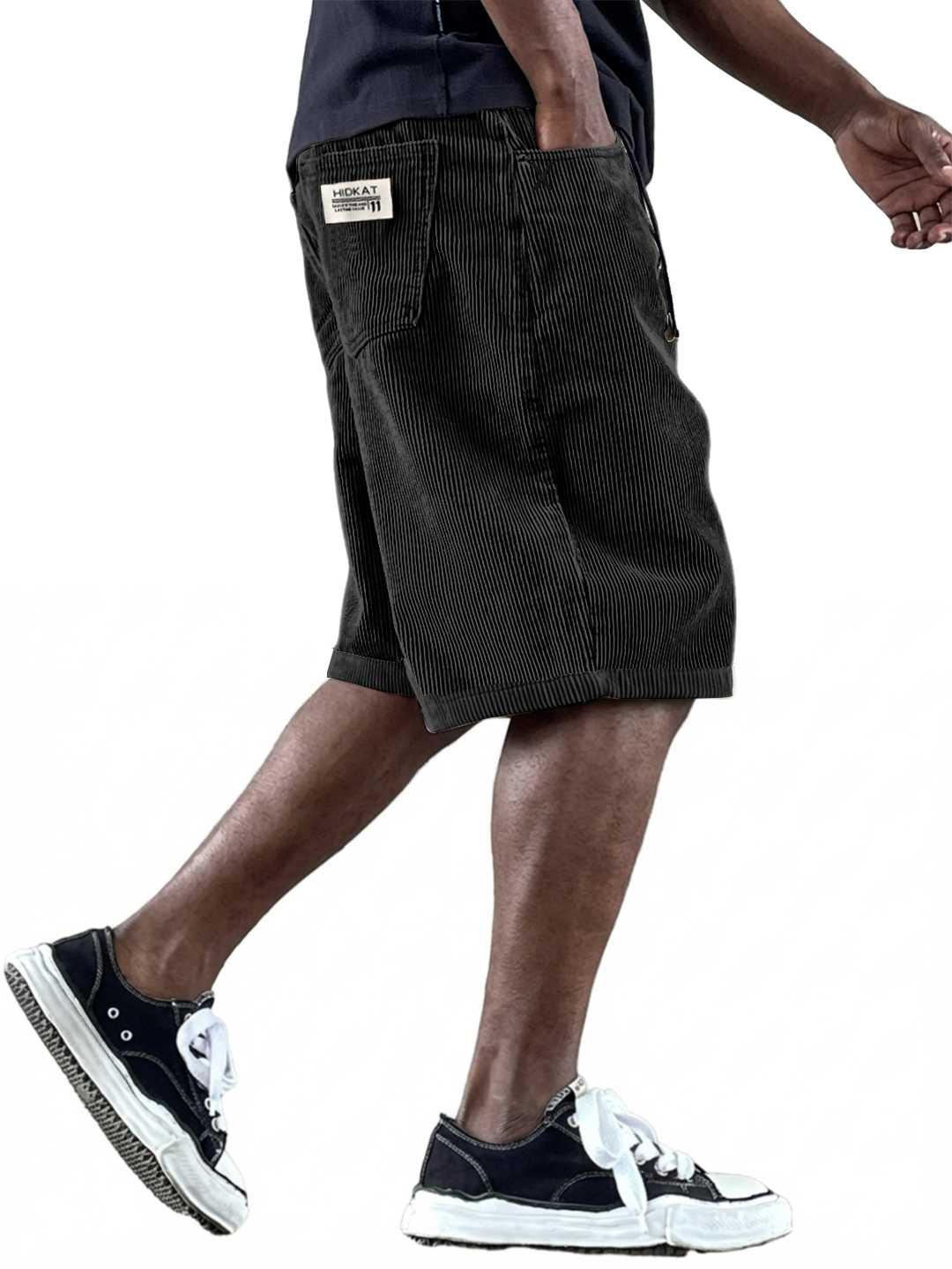 Herren Freizeit Retro Mehrfachtaschen Besticktes Logo Arbeitskleidung Corduroy Shorts-ZierMode