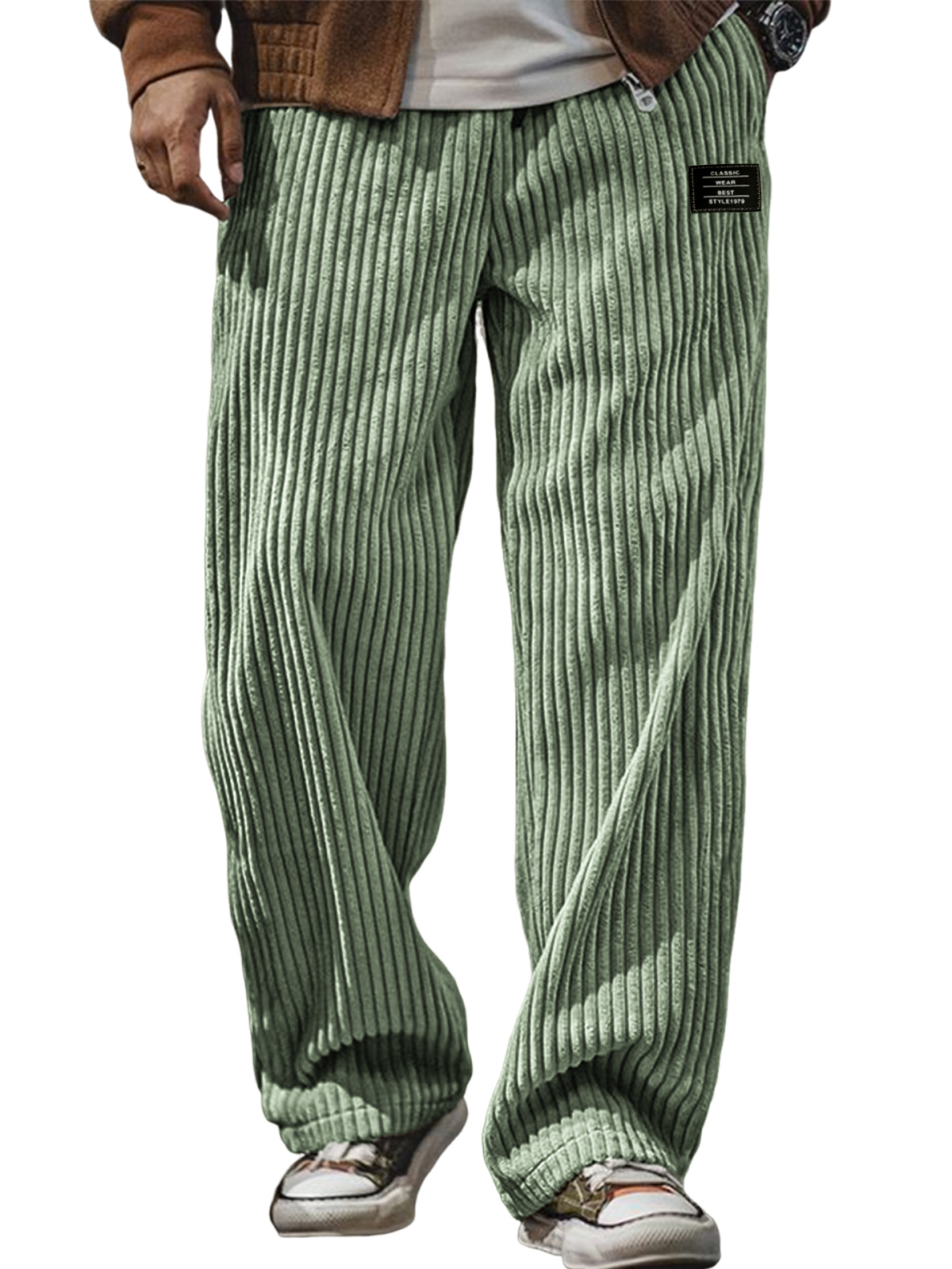 Herren stilvolle Cordhosen mit geripptem Design und gesticktem Etikett-deurabatt