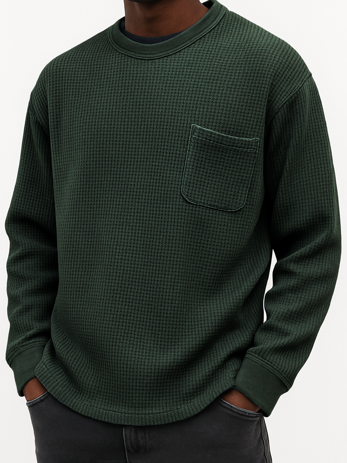Herren Stylischer Waffel Komfort Freizeit Tasche Alltag Sweatshirt-deurabatt