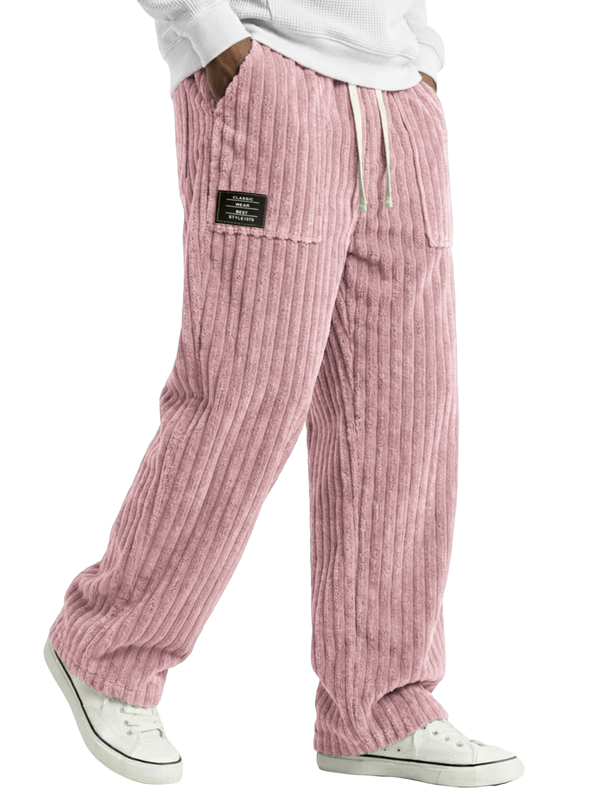 Herren Stylische Cordhosen mit bestickten Etiketten und aufgesetzten Taschen-deurabatt