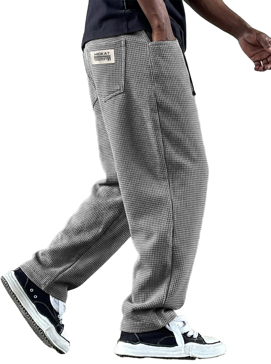 Herren Vintage Freizeit Multi-Taschen Waffelstoff Hose-deurabatt