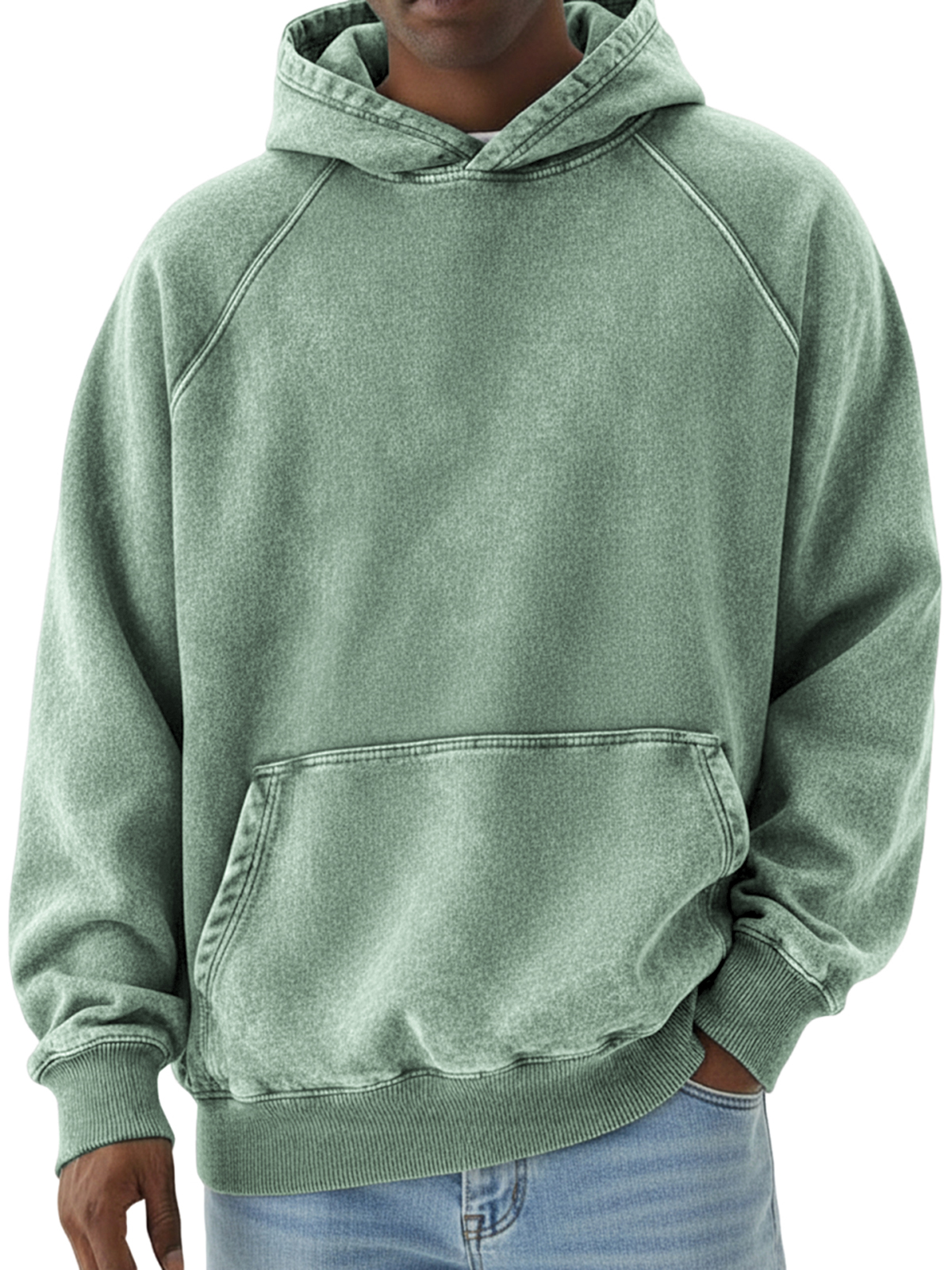 Herren Basic Retro Distressed Raglan Ärmel Pullover Hoodie-deurabatt