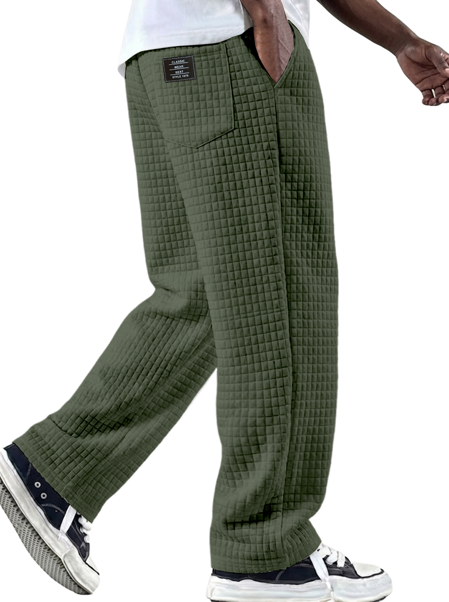Herren Vintage Waffelstrickstoff Logo Mehrfachtaschen Strickhose-deurabatt