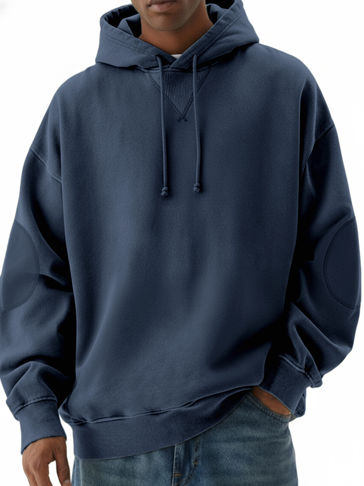 Herren Heavyweight Vintage Patchwork Design Pullover Hoodie-deurabatt