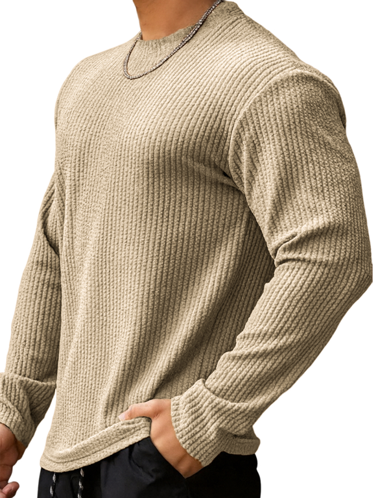 Herren-Fitness-Langarmshirt aus Jacquard-deurabatt