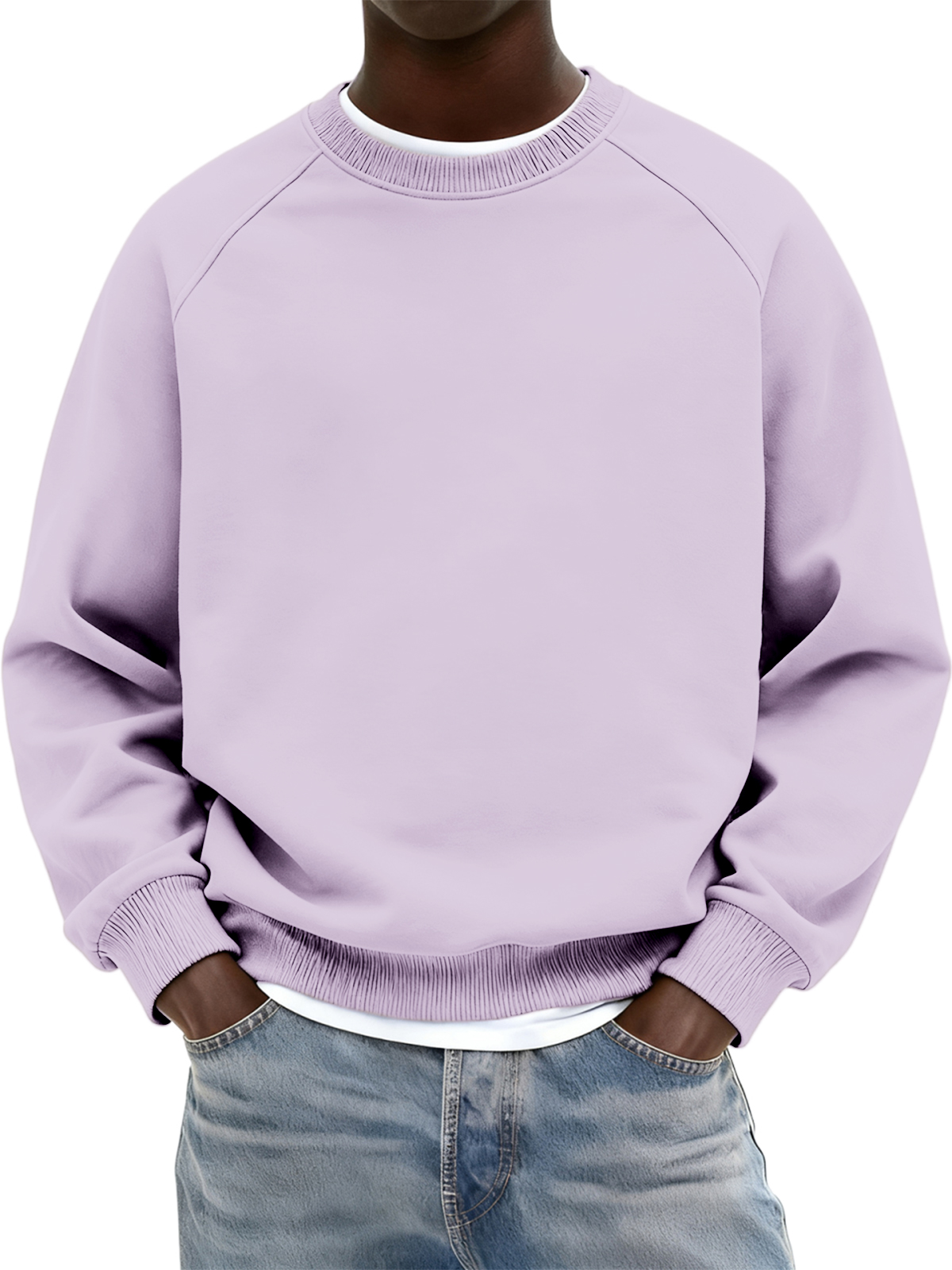 Basic Alltags-Sweatshirt mit Raglan-Ausschnitt und Rundhalsausschnitt-deurabatt