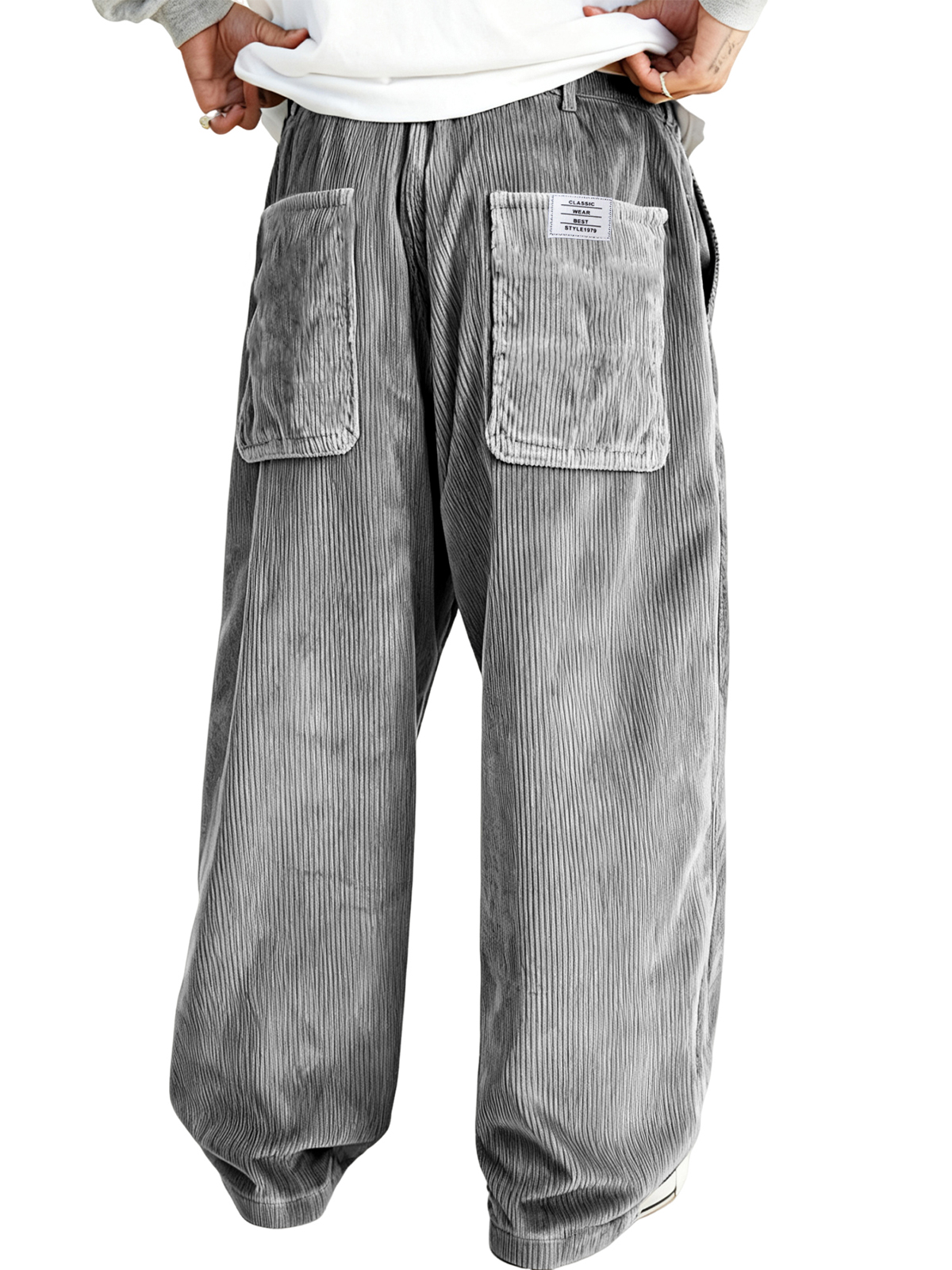 Herren Mehrfachtaschen Stilvolle Cord-Ripp Casual-Hosen mit besticktem Etikett-deurabatt