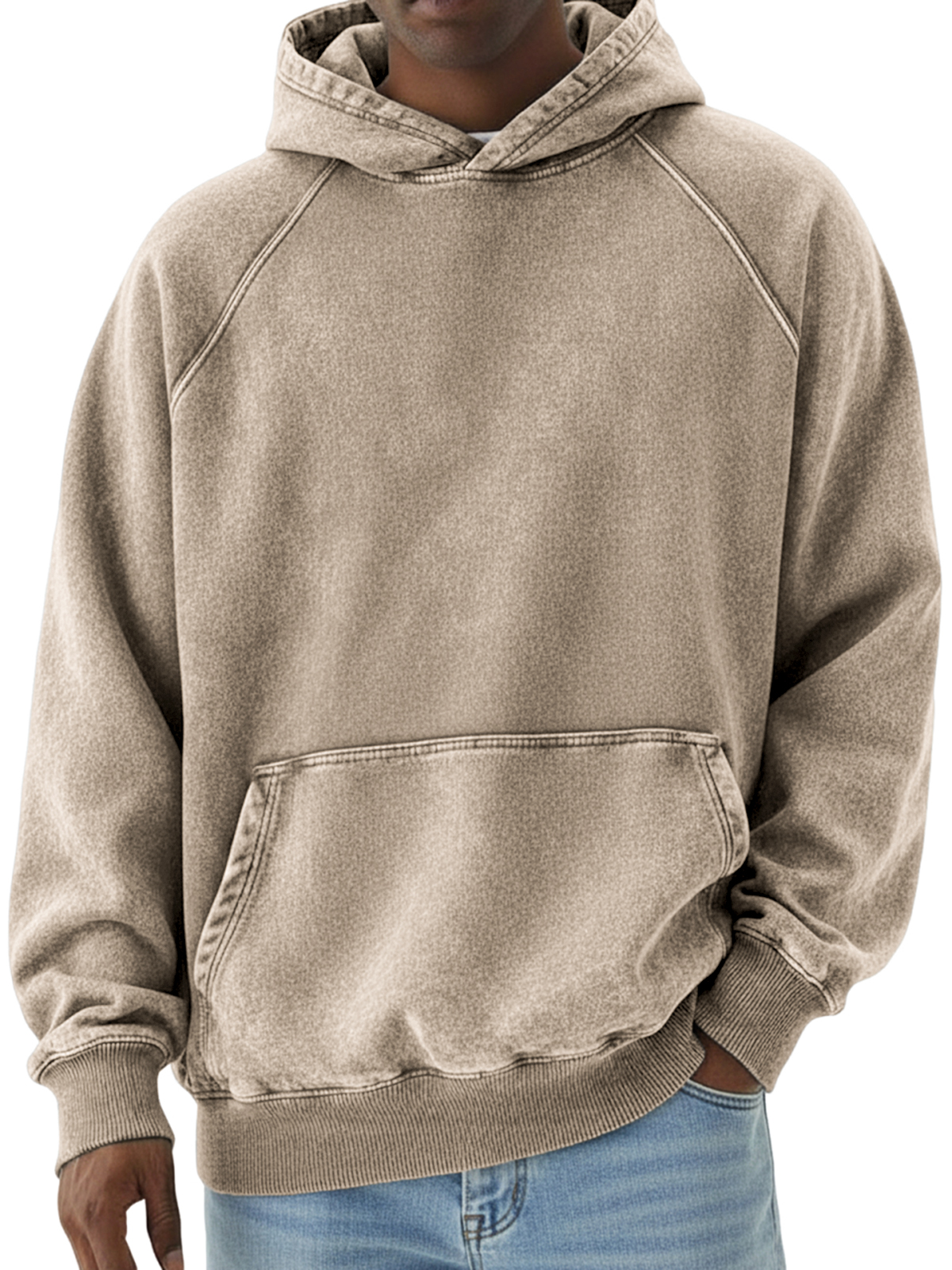 Herren Basic Retro Distressed Raglan Ärmel Pullover Hoodie-deurabatt