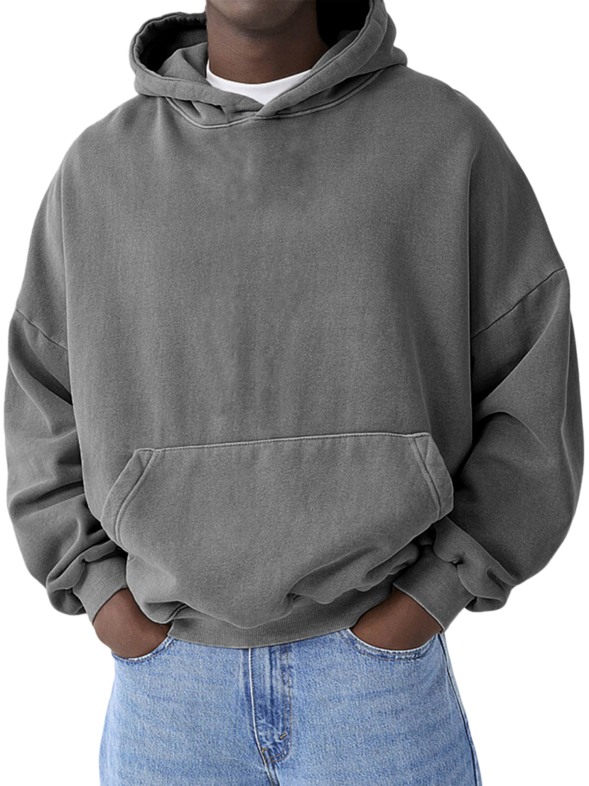 Herren Schwergewicht Basic Freizeit Pullover Kapuzen-Sweatshirt-deurabatt