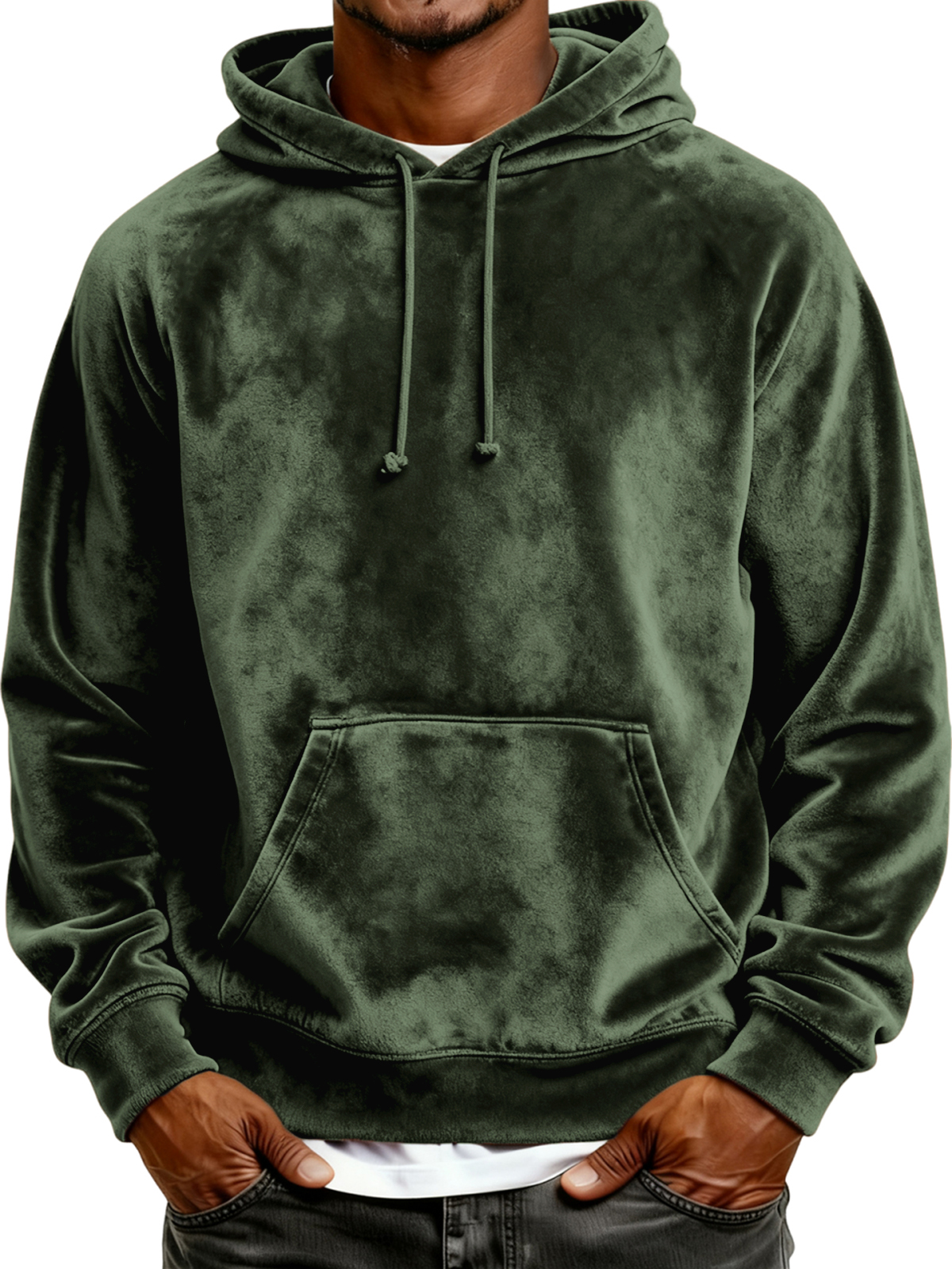 Herren Einfaches Samt Grundlegendes Kapuzenpullover Sweatshirt-deurabatt