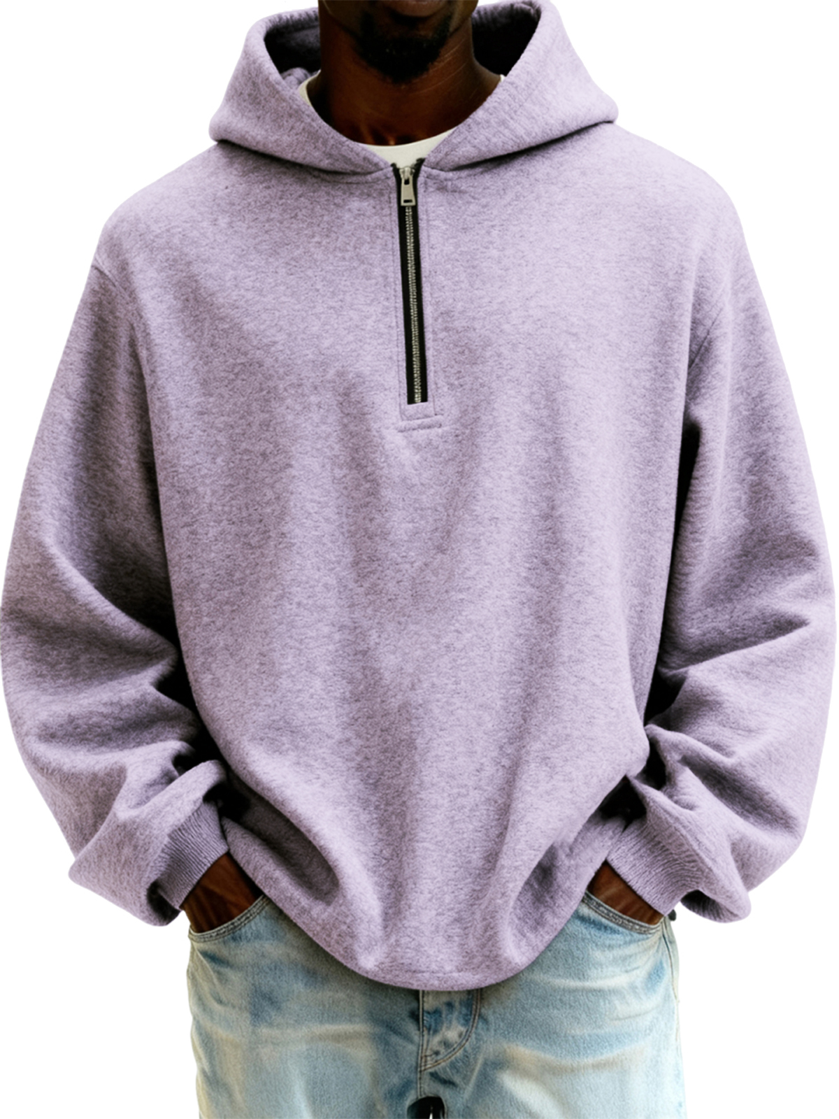 Herren-Kapuzenpullover mit halbem Reißverschluss-deurabatt