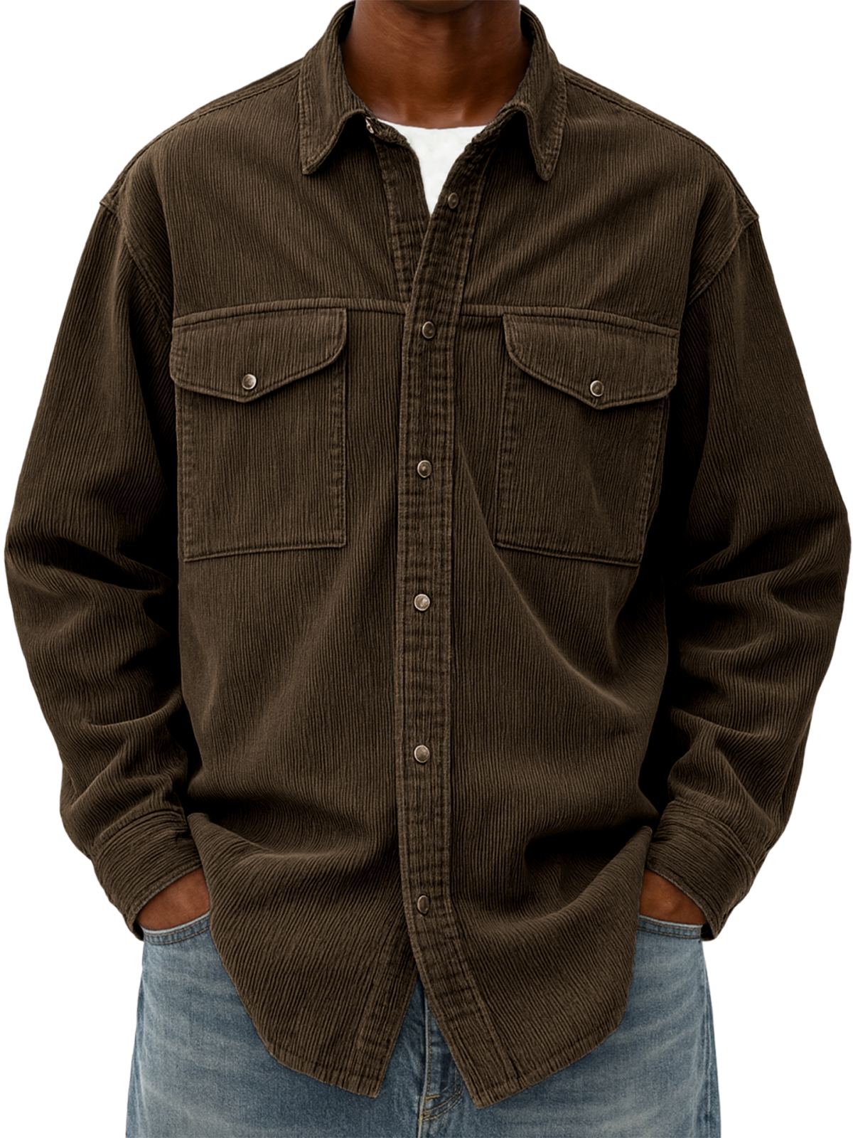Cordhemd für Herren, Arbeitsjacke mit mehreren Taschen-deurabatt